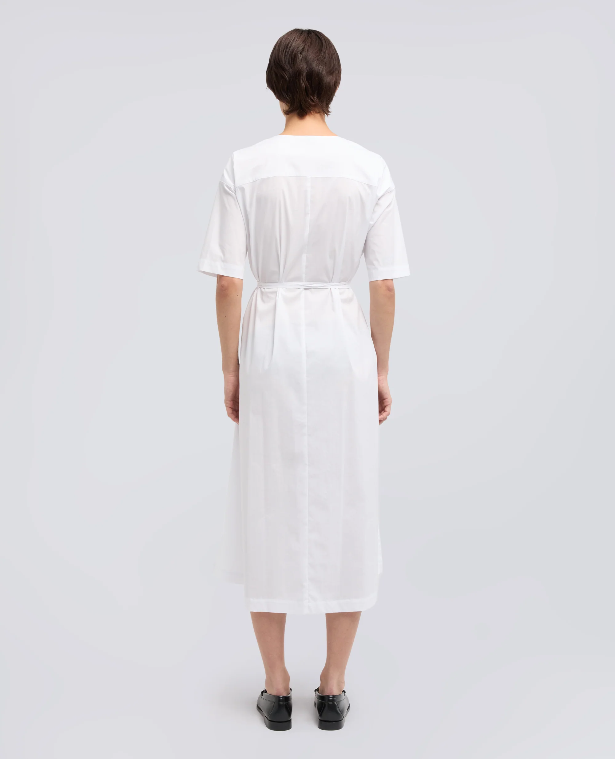ABITO IN POPELINE DI COTONE NYLON STRETCH - BIANCO - Image 3