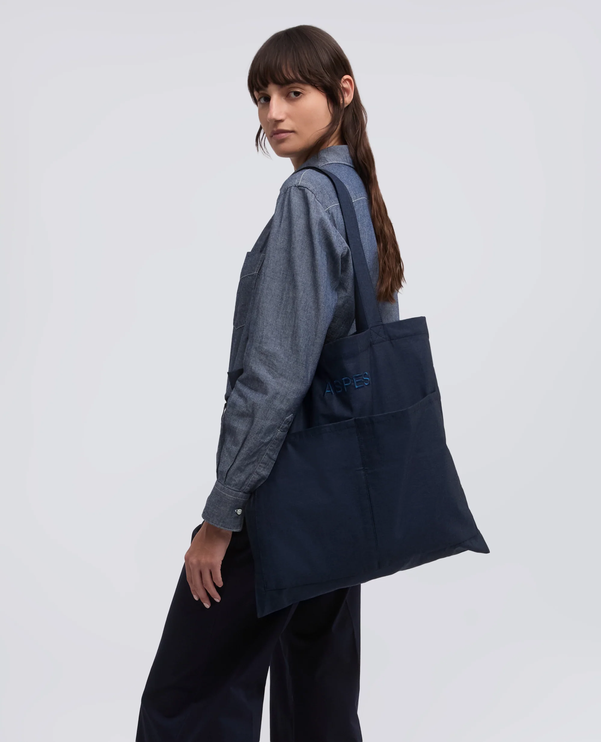 BORSA SHOPPING IN CHAMBRAY - BLU - Image 2