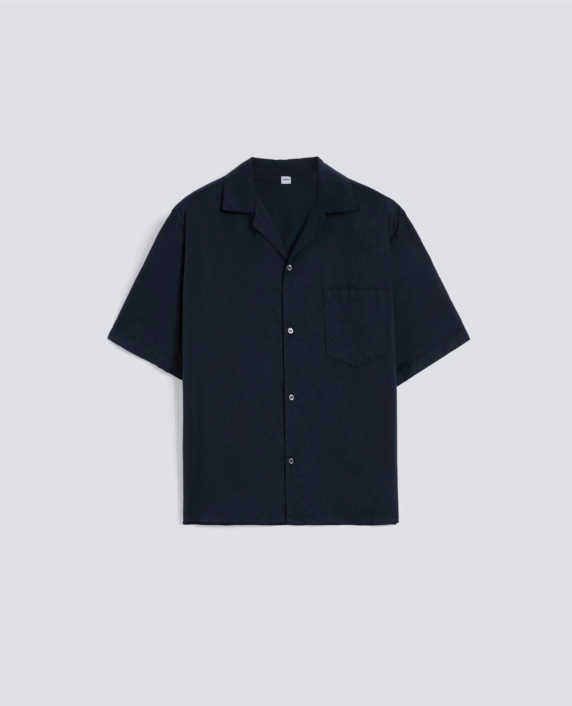 CAMICIA BOWLING IN POPELINE DI COTONE - NAVY