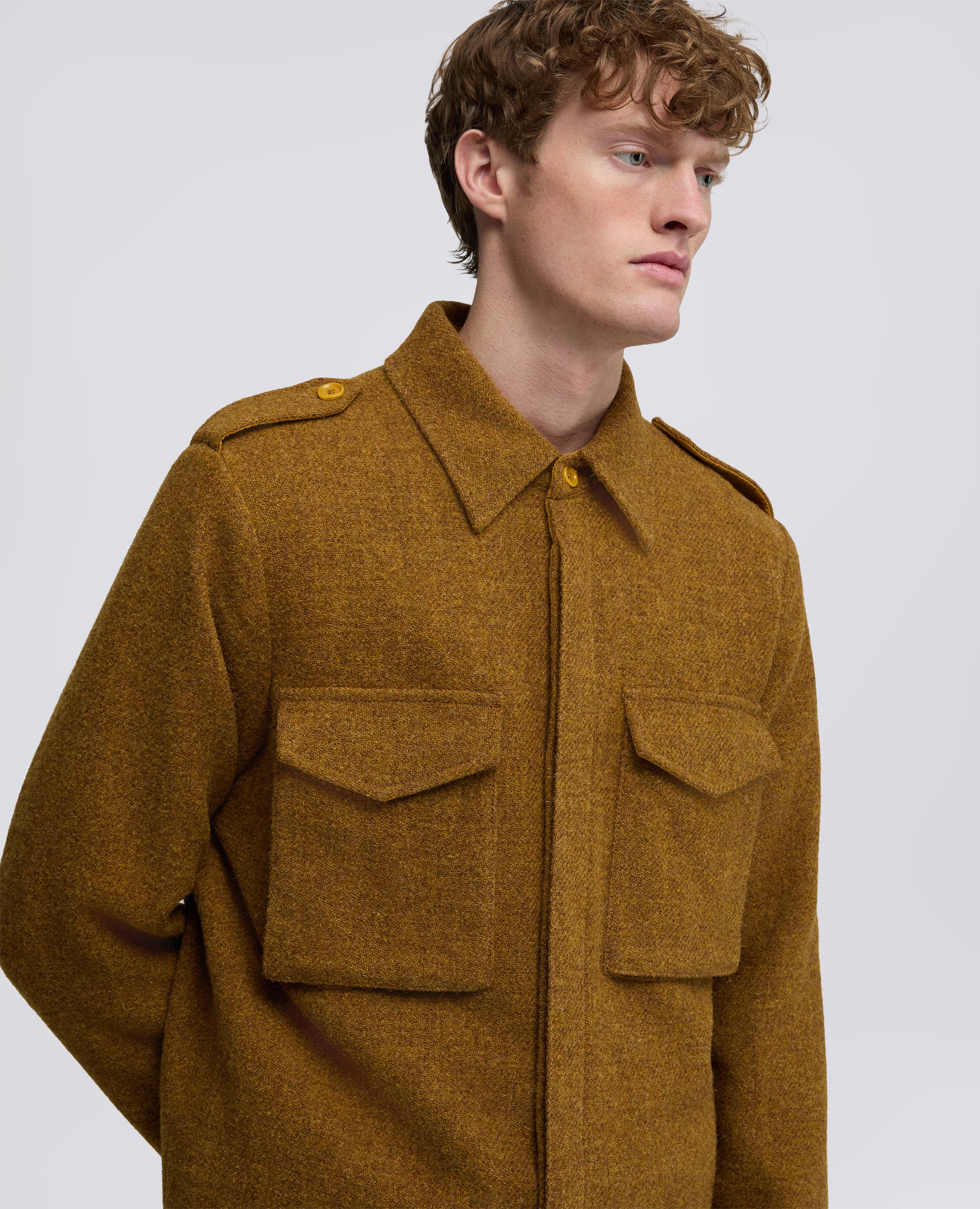CAMICIA FIELD SHIRT IN HARRIS TWEED - SENAPE - Image 4