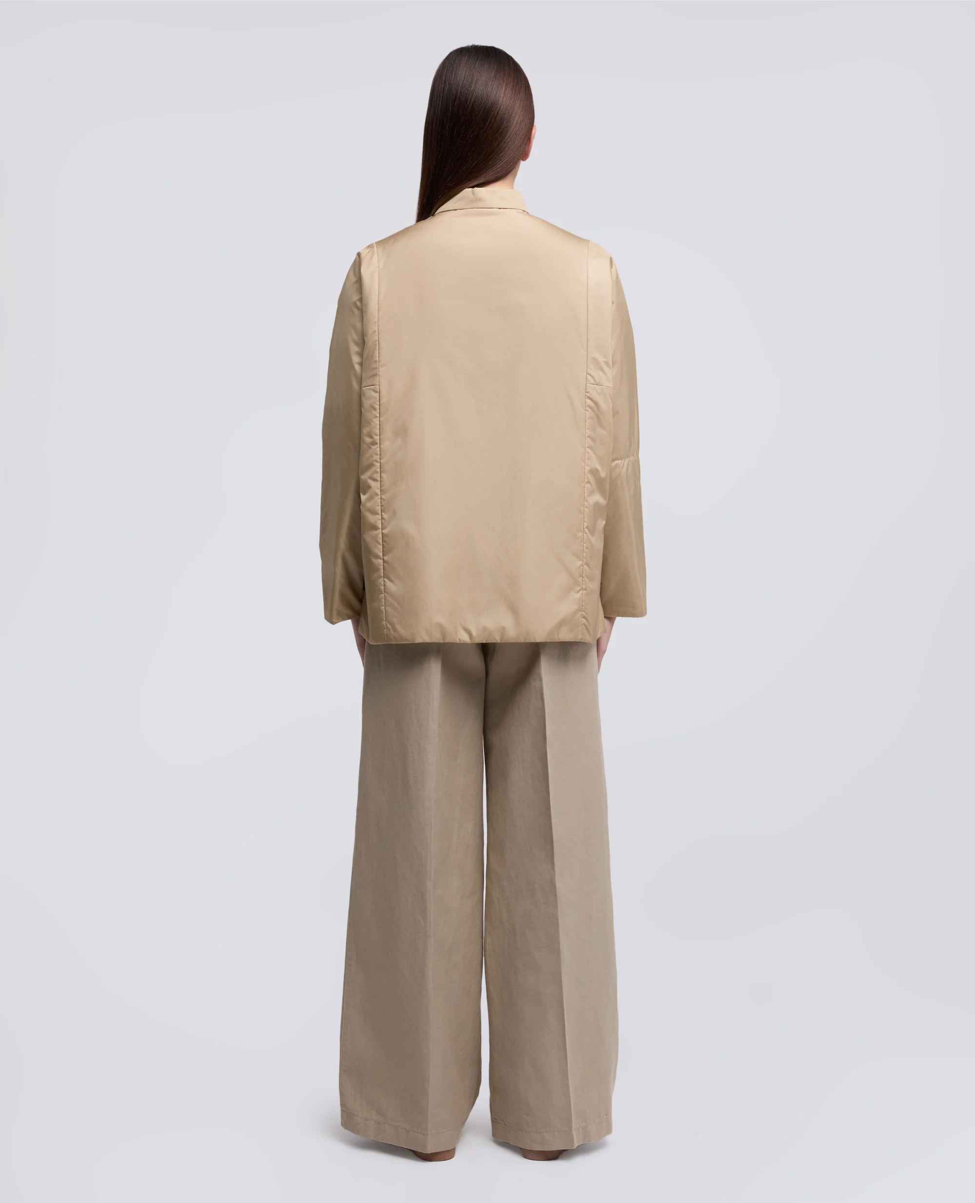 CAMICIA IN NYLON IMBOTTITA - BEIGE - Image 3