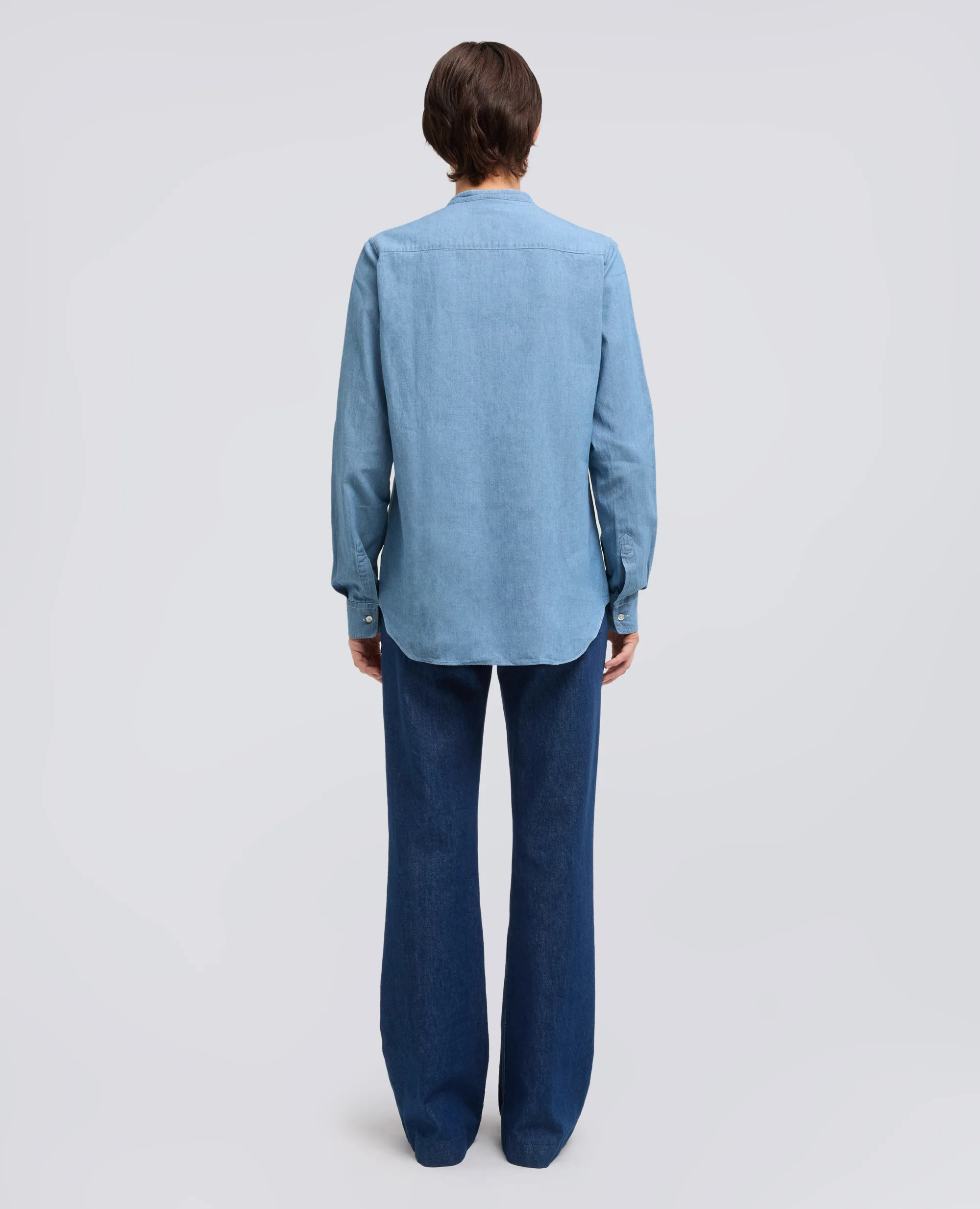 CAMICIA IN CHAMBRAY DI COTONE GIAPPONESE - DENIM CHIARO - Image 3
