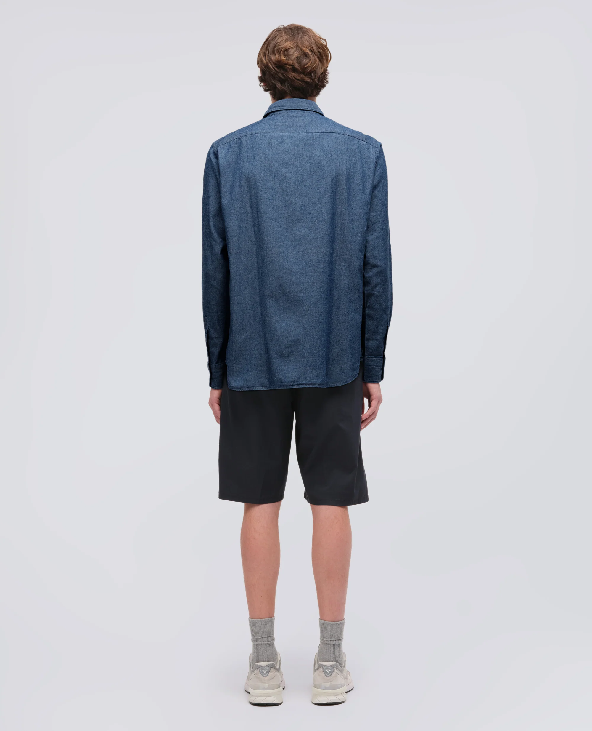 CAMICIA IN CHAMBRAY DI COTONE GIAPPONESE - DENIM MEDIO - Image 3