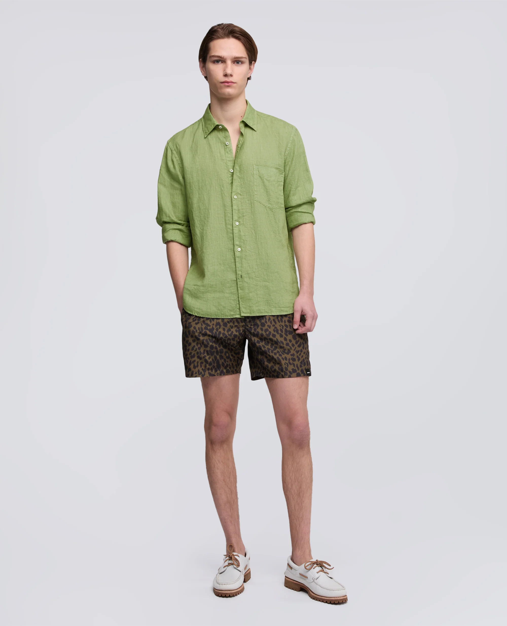 CAMICIA IN LINO LEGGERO CON TASCHINO - PISTACCHIO - Image 2