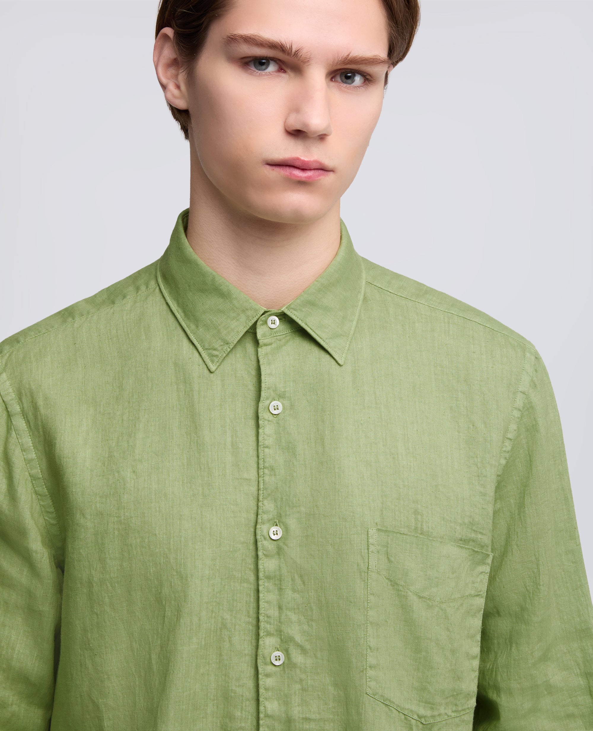 CAMICIA IN LINO LEGGERO CON TASCHINO - PISTACCHIO - Image 4