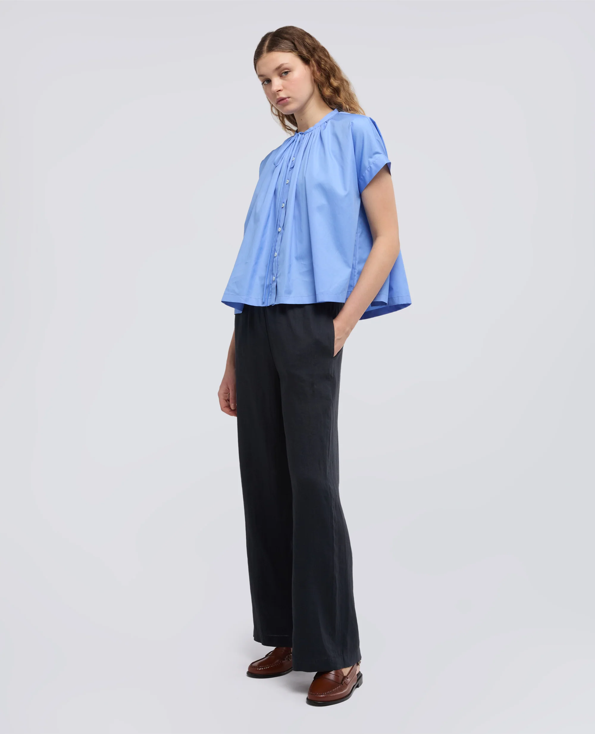CAMICIA IN POPELINE DI COTONE - AZZURRO - Image 2