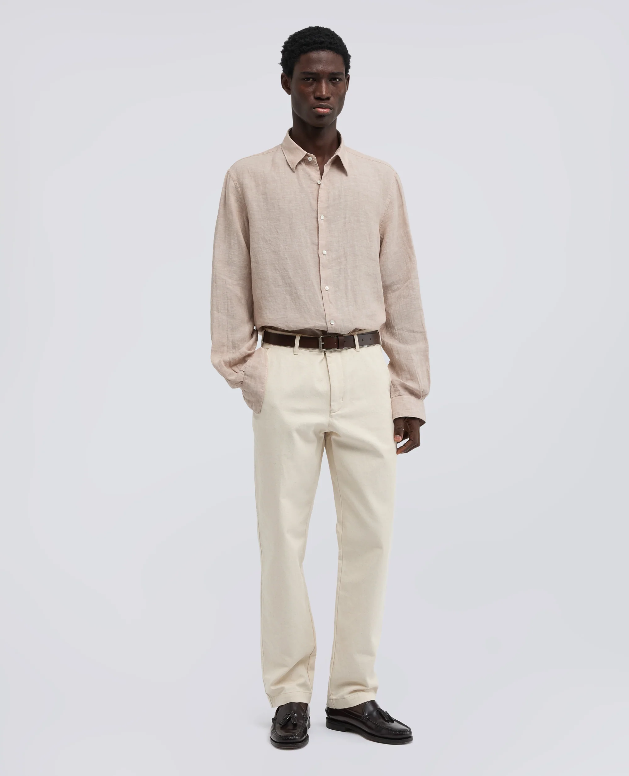 CAMICIA COMMA IN LINO DELAVE - BEIGE - Image 2