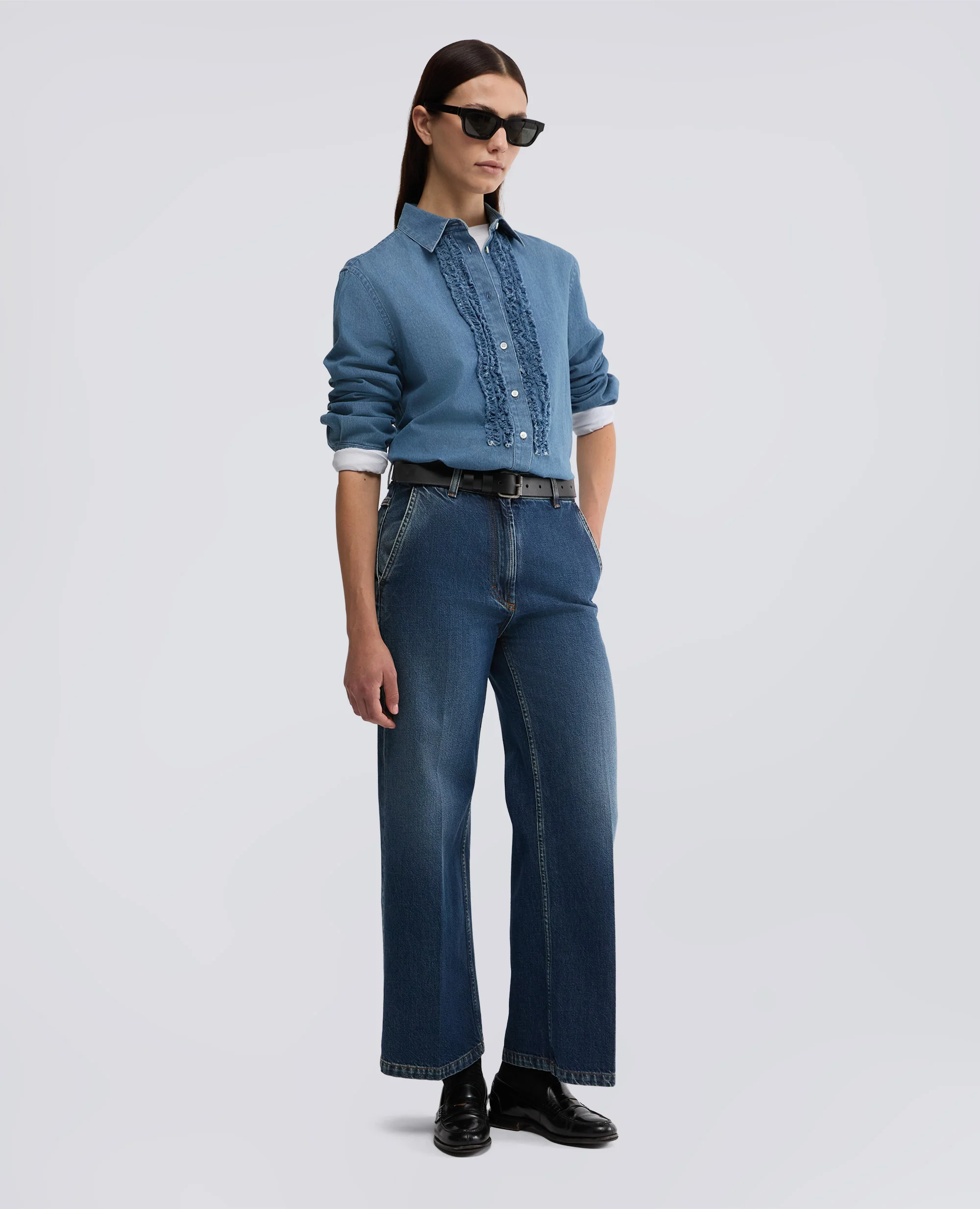 CAMICIA IN CHAMBRAY DI COTONE - DENIM - Image 2