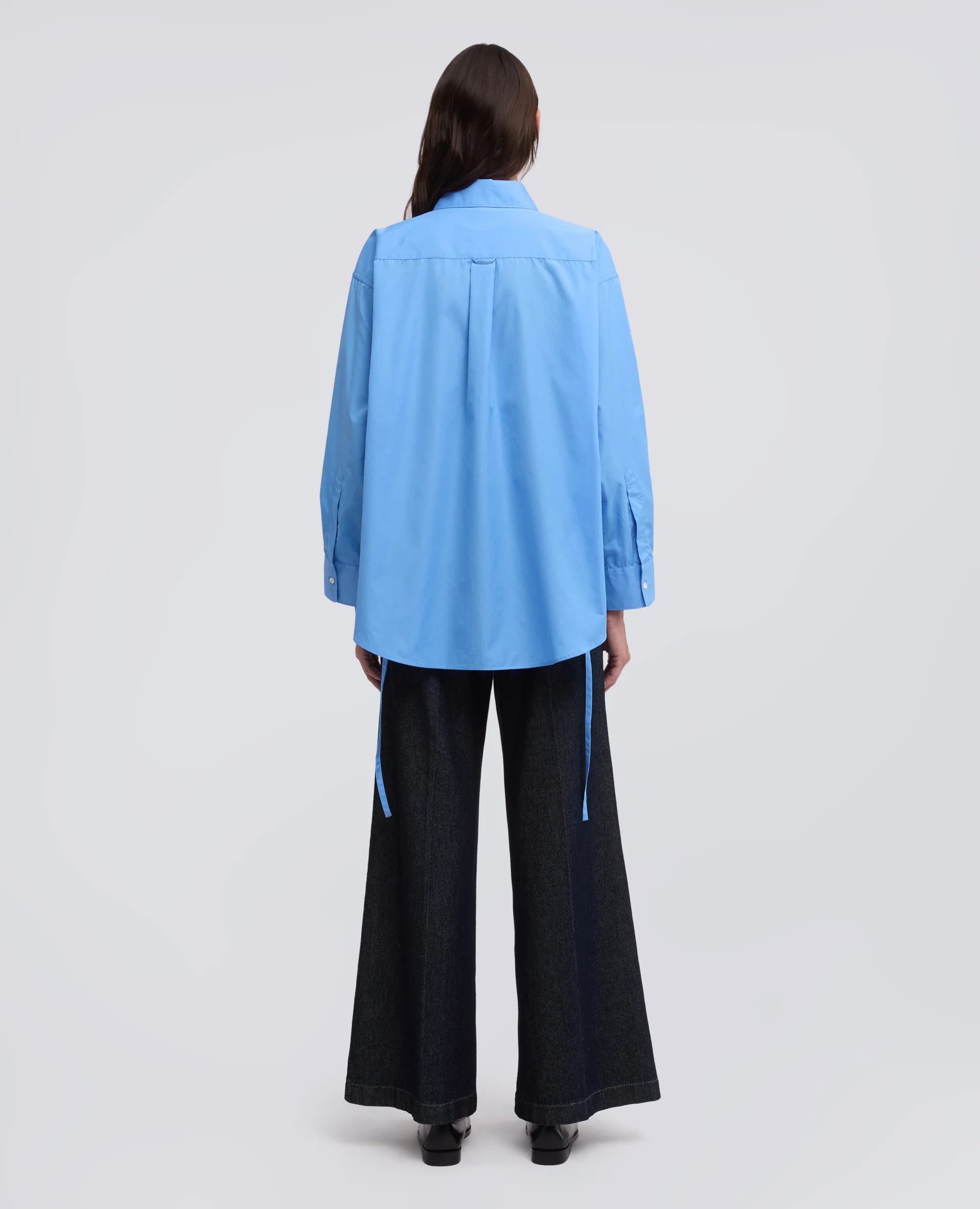CAMICIA IN POPELINE DI COTONE - AZZURRO - Image 3