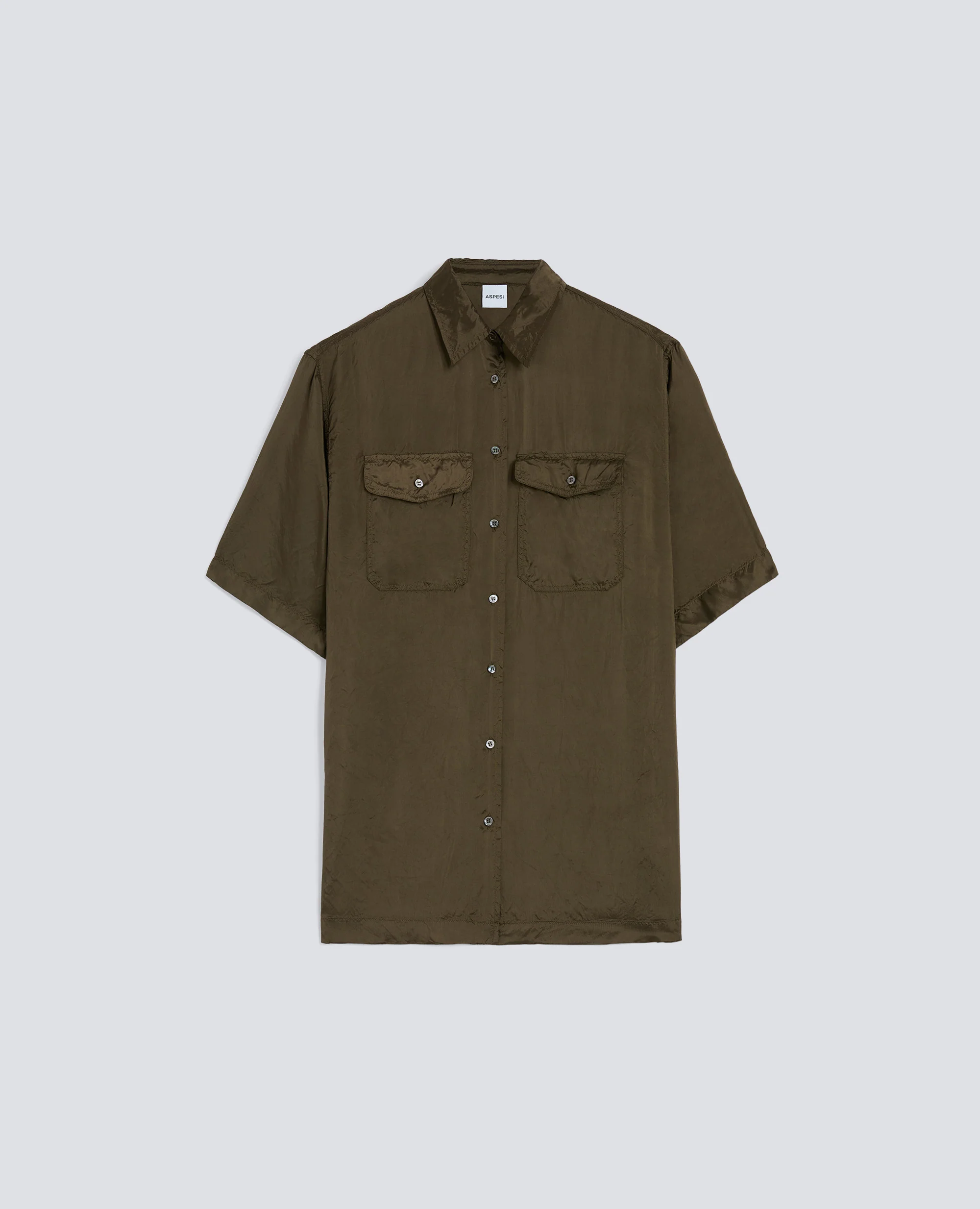 CAMICIA LUNGA IN TWILL DI VISCOSA FINISSAGGIO LAVATO - MILITARE
