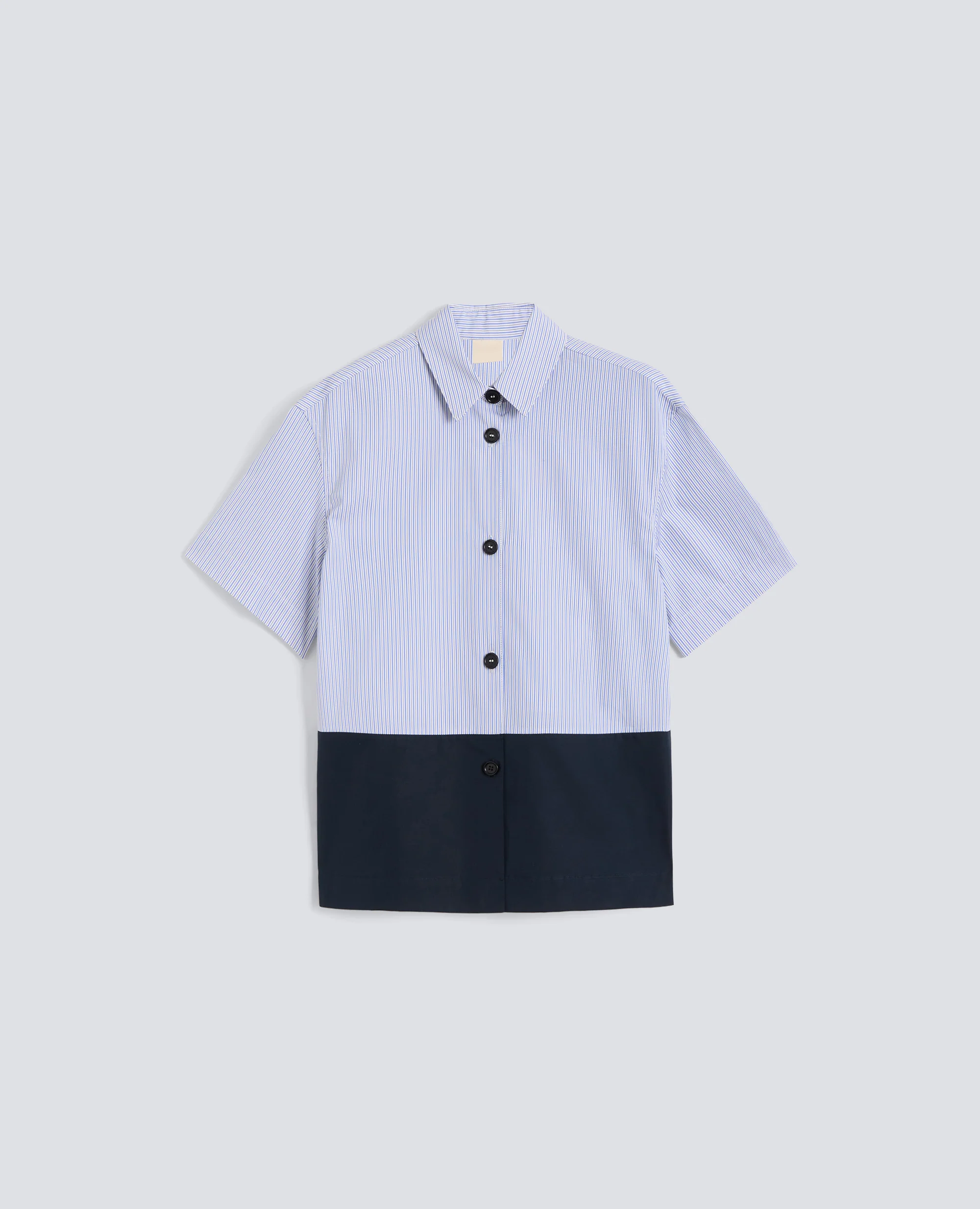 CAMICIA BOXY IN POPELINE COTONE - AA CAPSULE COLLECTION - RIGA AZZURRA