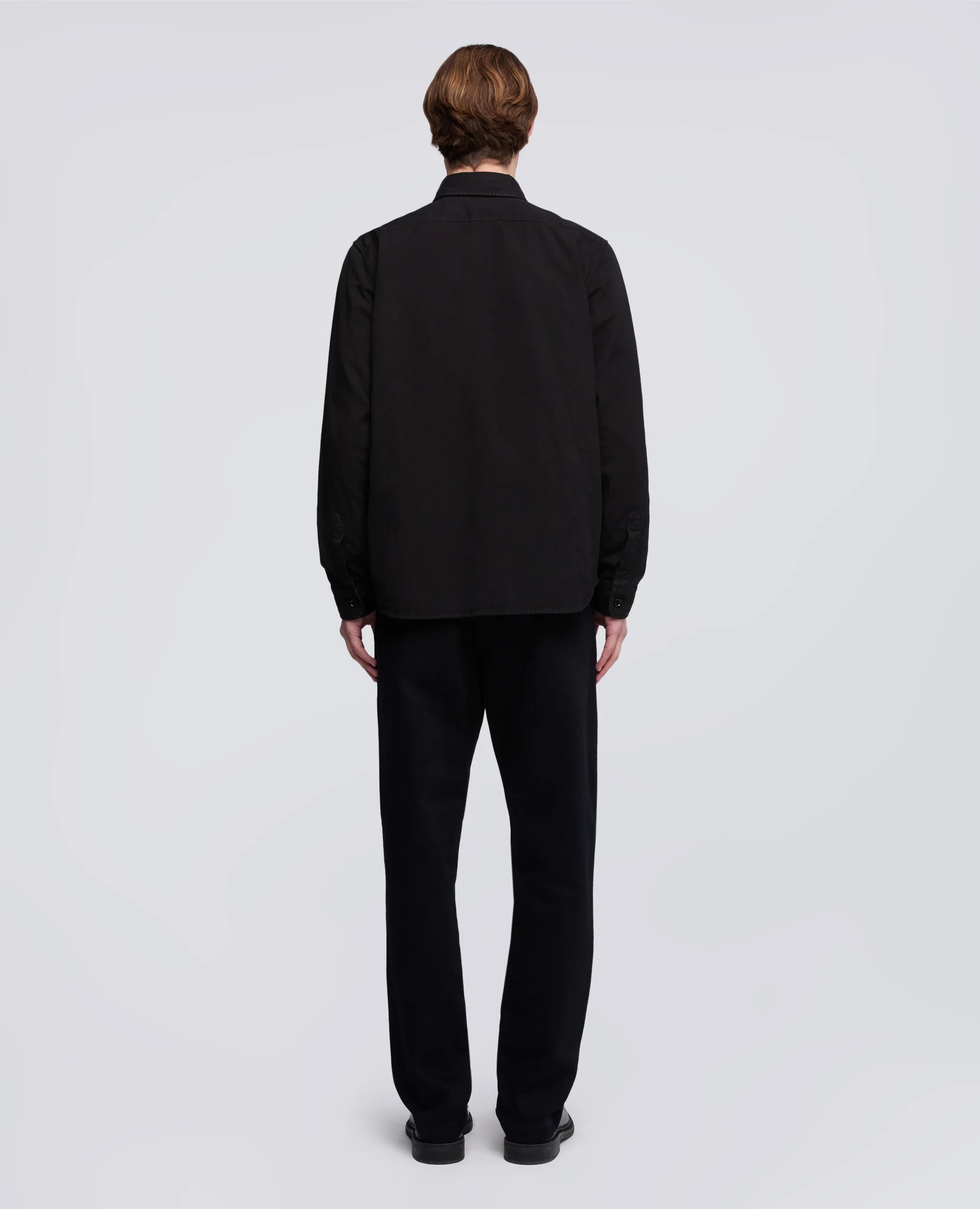 CAMICIA UTILITY IN GABARDINA DI COTONE-LINO - NERO - Image 3