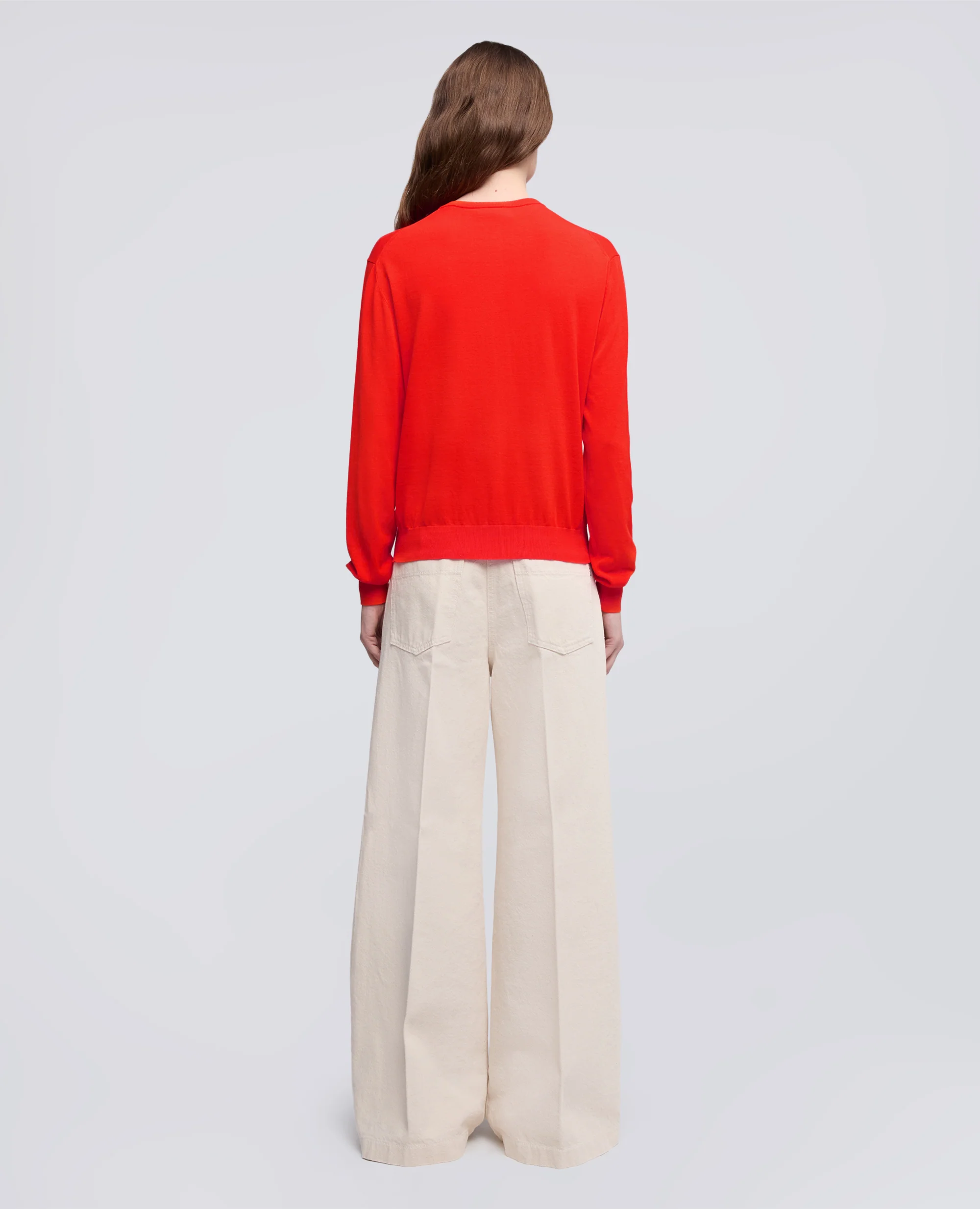 CARDIGAN GIROCOLLO IN COTONE - CORALLO - Image 3