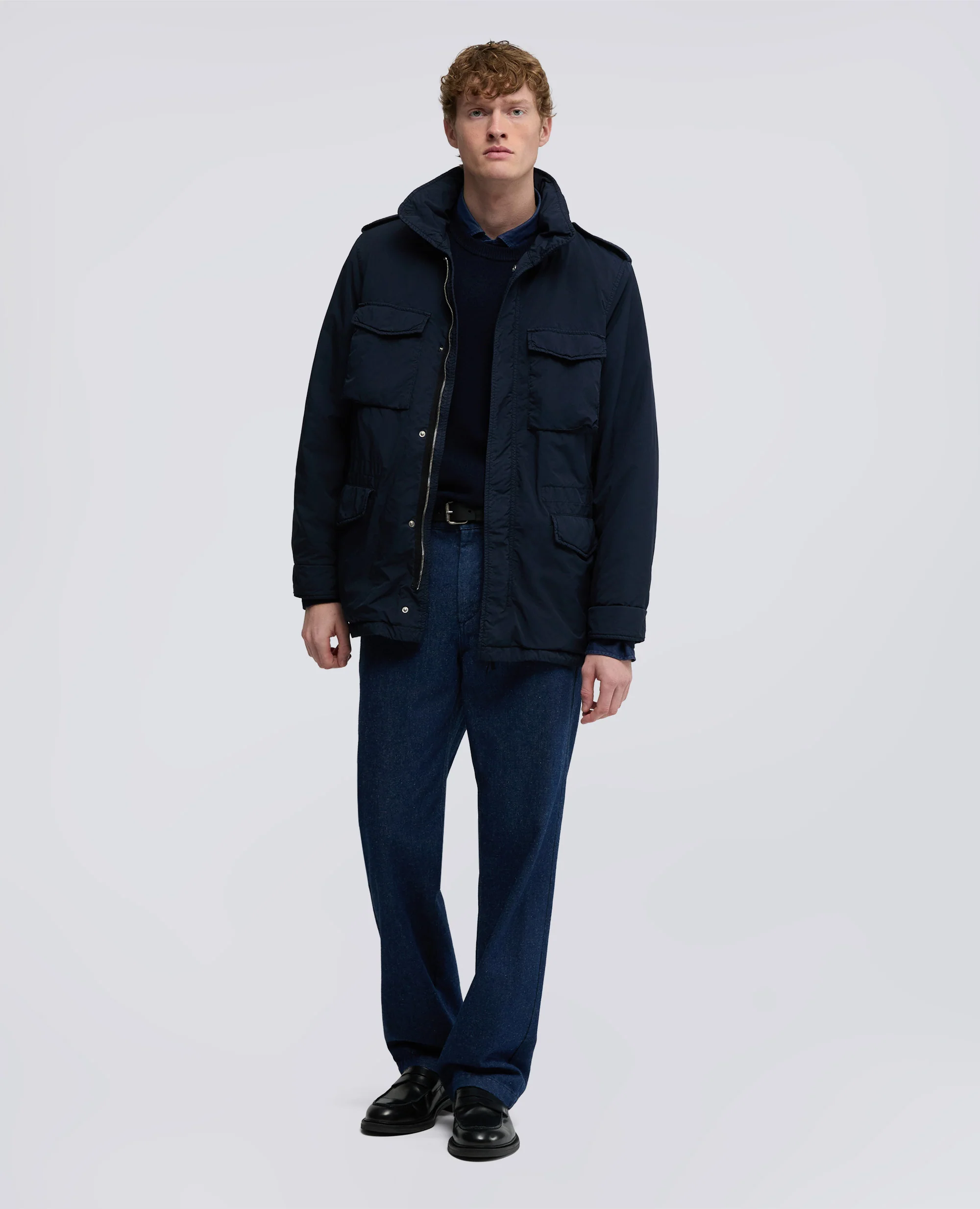 FIELD JACKET NEW CAMP IN NYLON TINTO CAPO - NAVY - Image 2