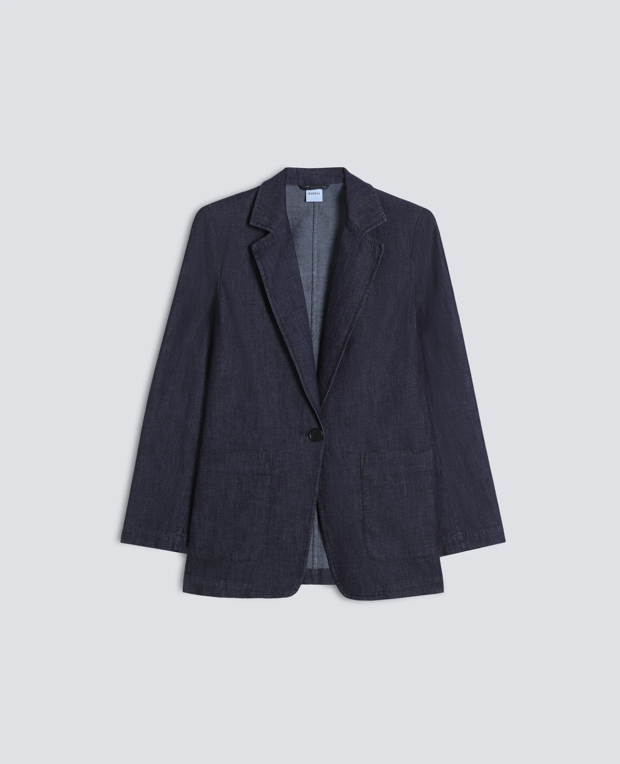 GIACCA MONOPETTO DECOSTRUITA IN DENIM LEGGERO - DENIM SCURO