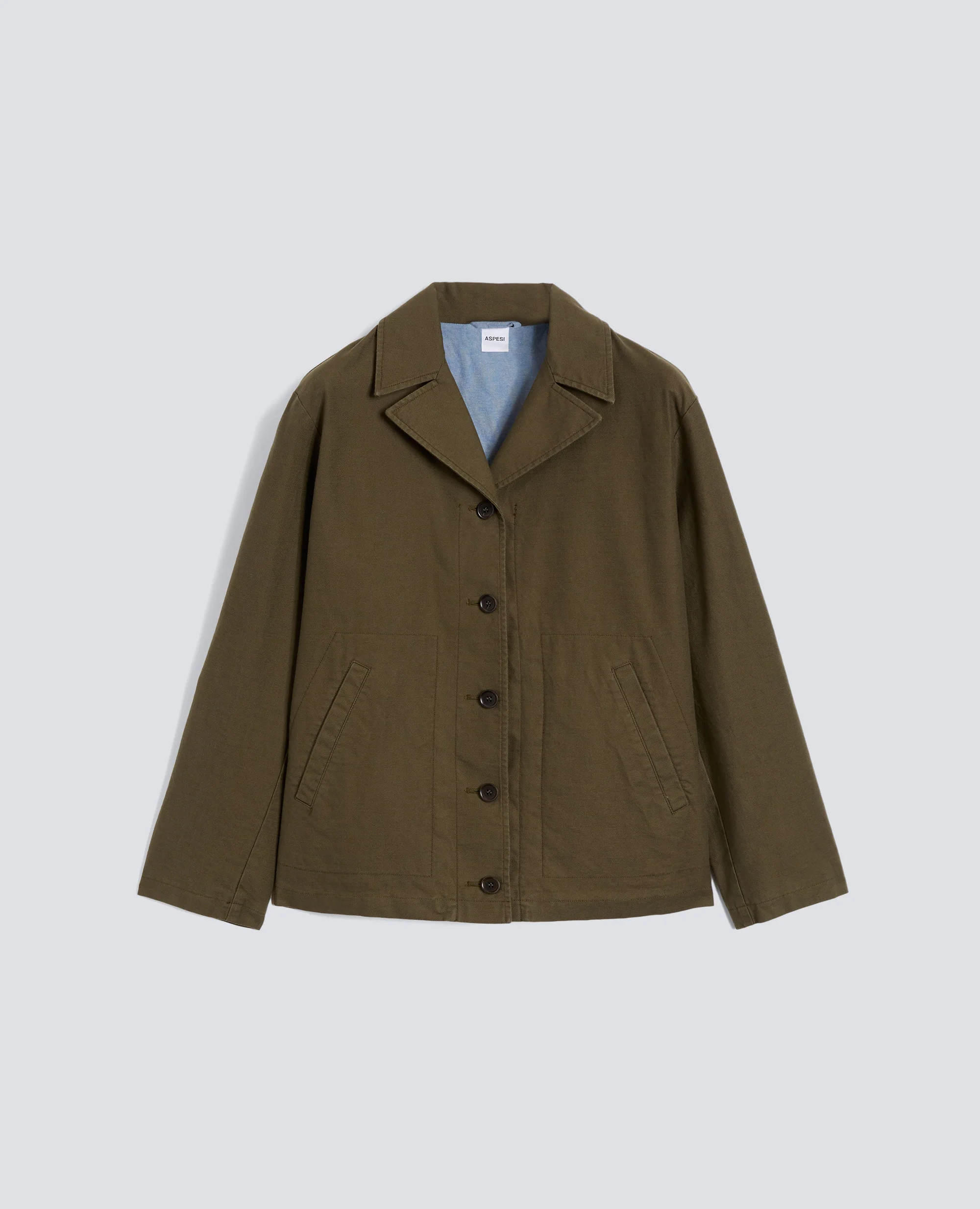 GIACCA IN GABARDINE DI COTONE COMPATTO LAVATO - MILITARE