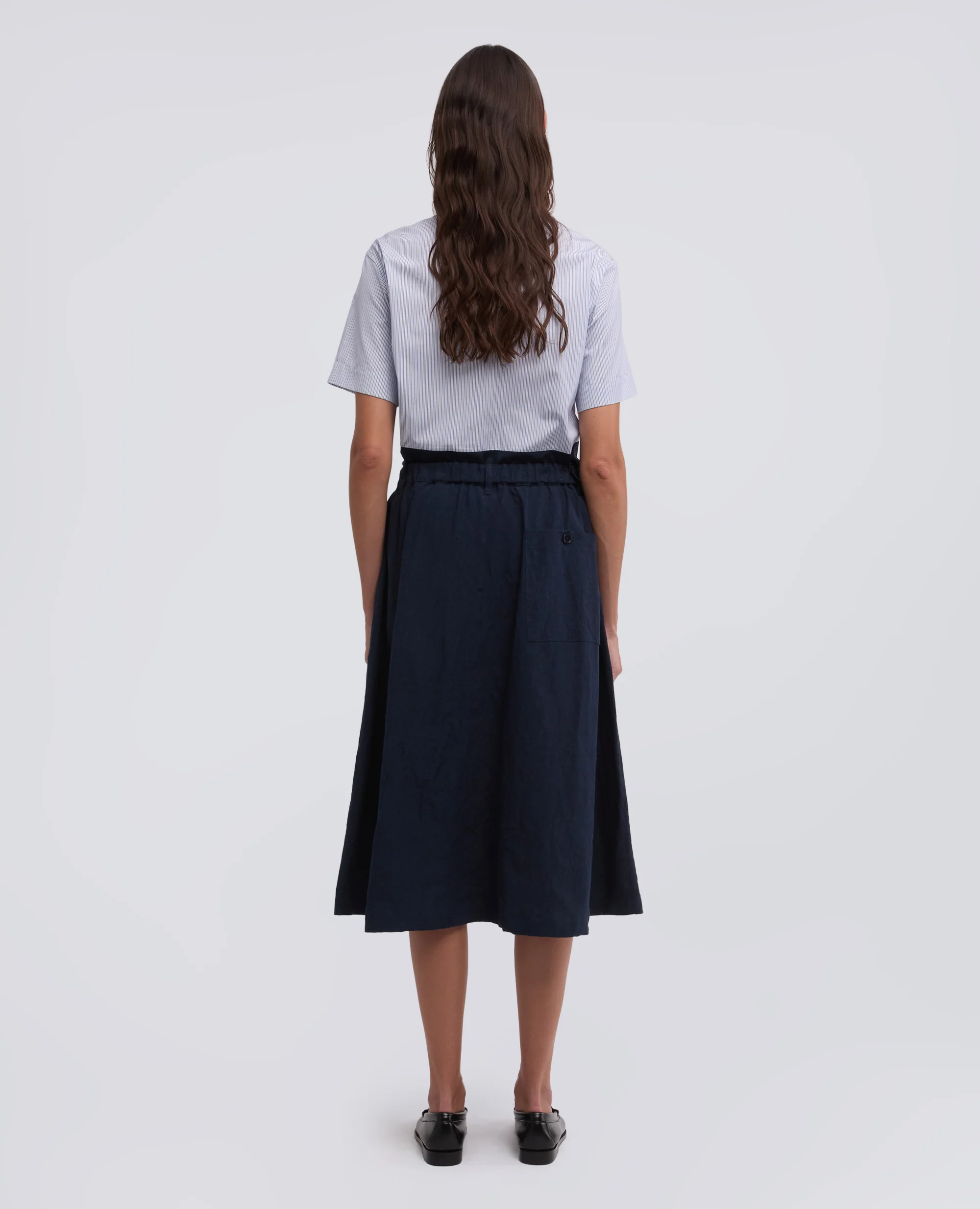GONNA IN TELA DI LINO/COTONE - AA CAPSULE COLLECTION - NAVY - Image 3