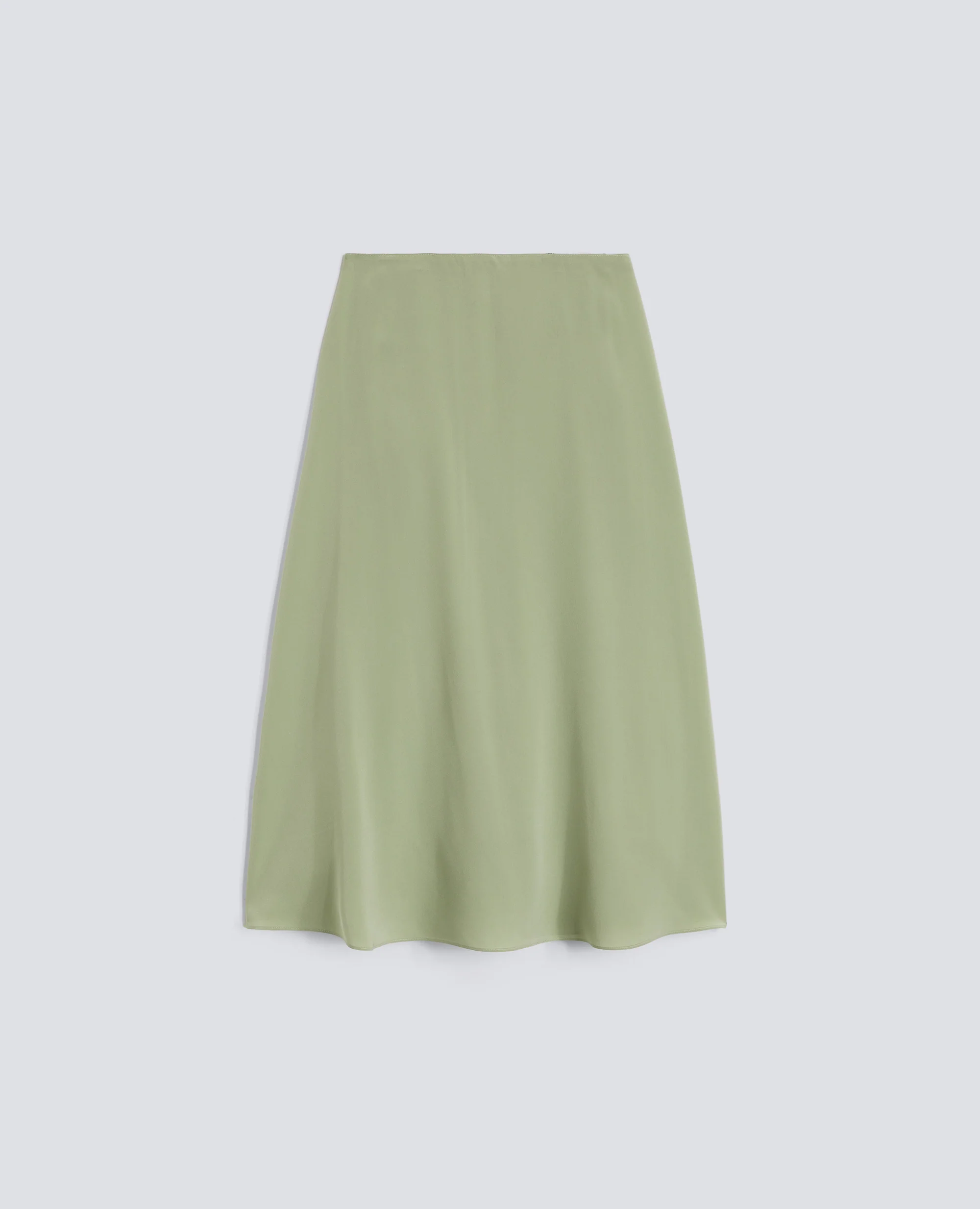 GONNA LUNGA IN CREPE DE CHINE DI SETA - VERDINO