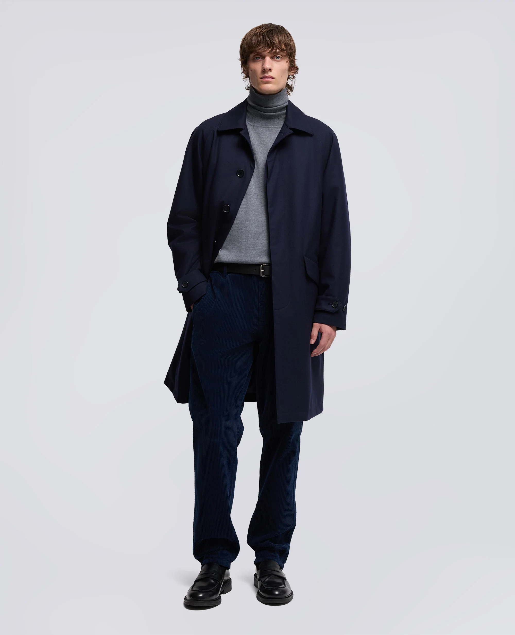 IMPERMEABILE WRIGHT IN TWILL DI LANA - NAVY - Image 2