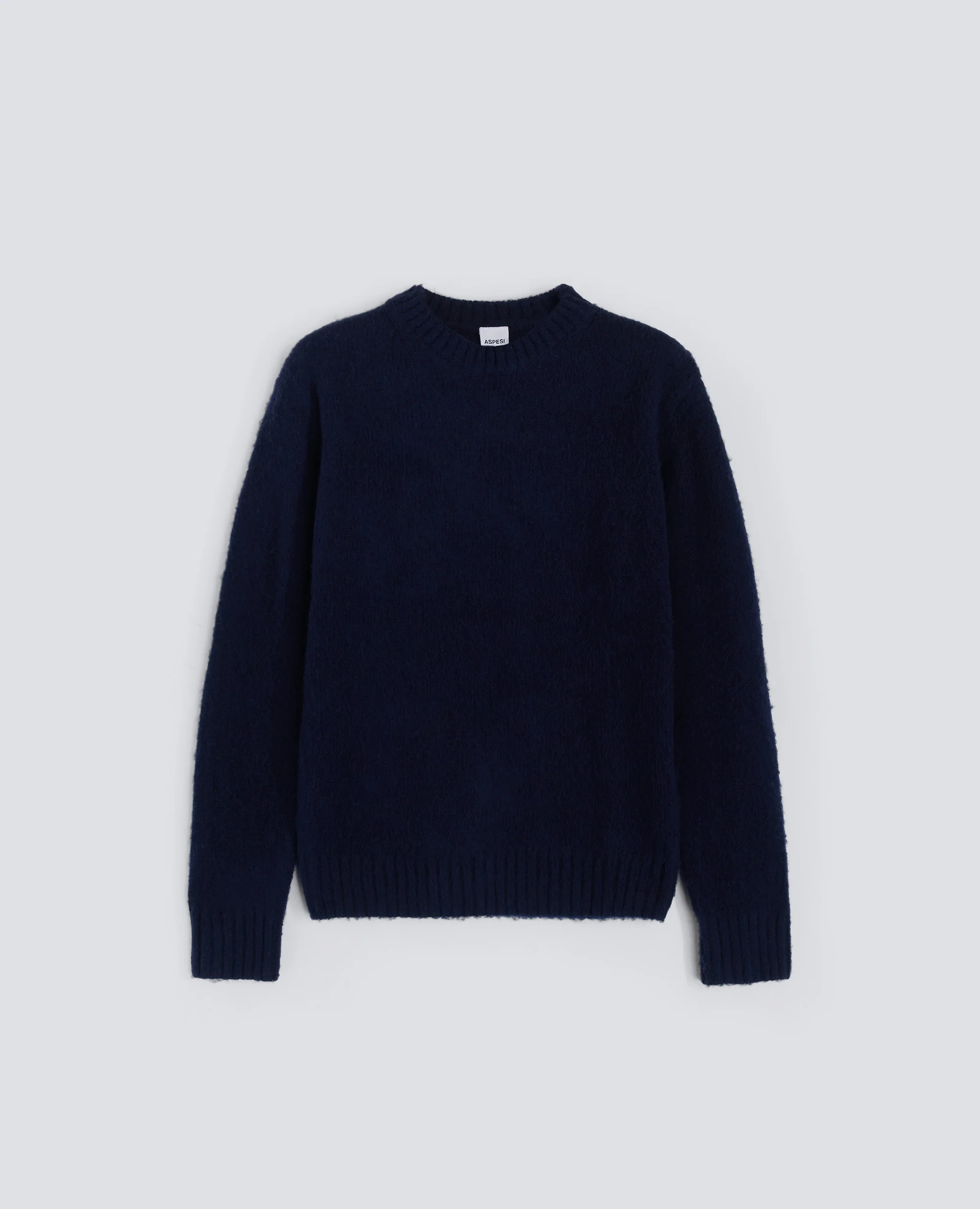 MAGLIA GIROCOLLO IN LANA SHETLAND - NAVY