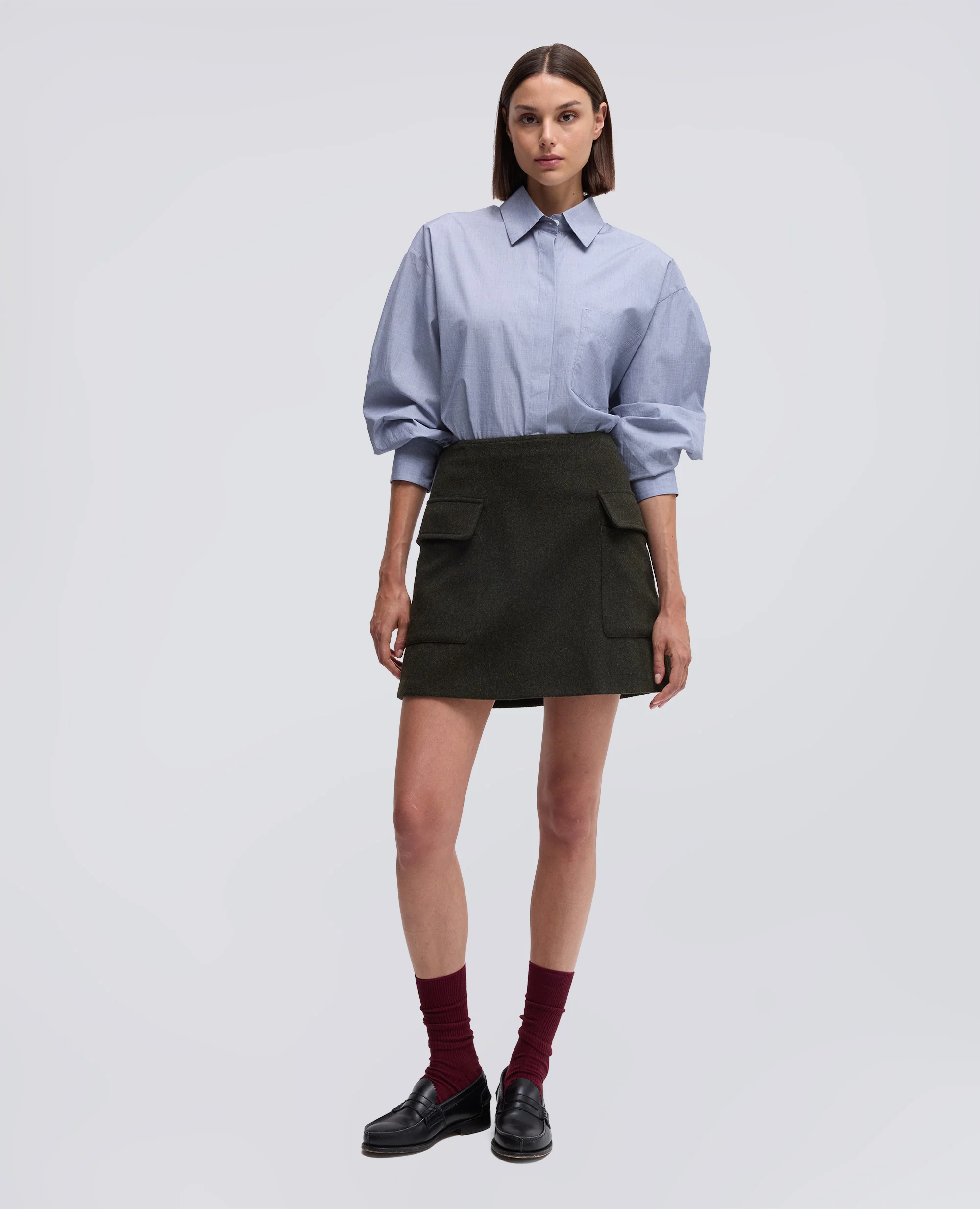 MINIGONNA IN LANA VERGINE E ALPACA - MILITARE - Image 2