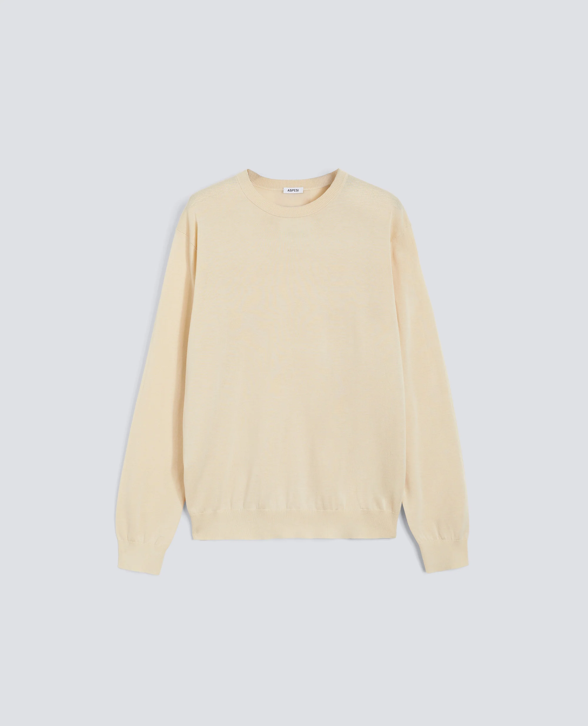 MAGLIA GIROCOLLO A MANICHE LUNGHE IN MISTO COTONE, SETA E LINO - NATURALE
