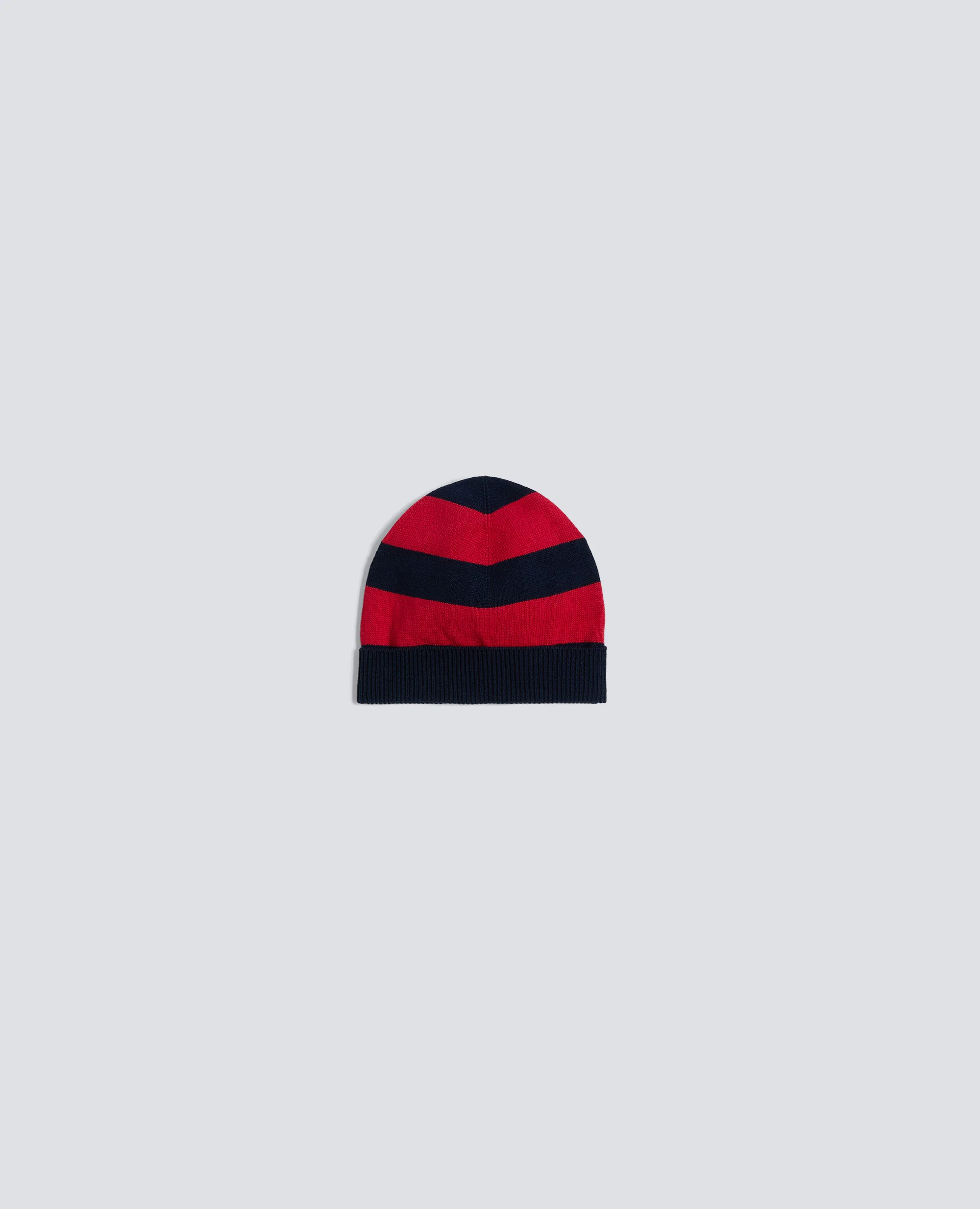 CAPPELLO IN LANA MERINO - ROSSO/BLU