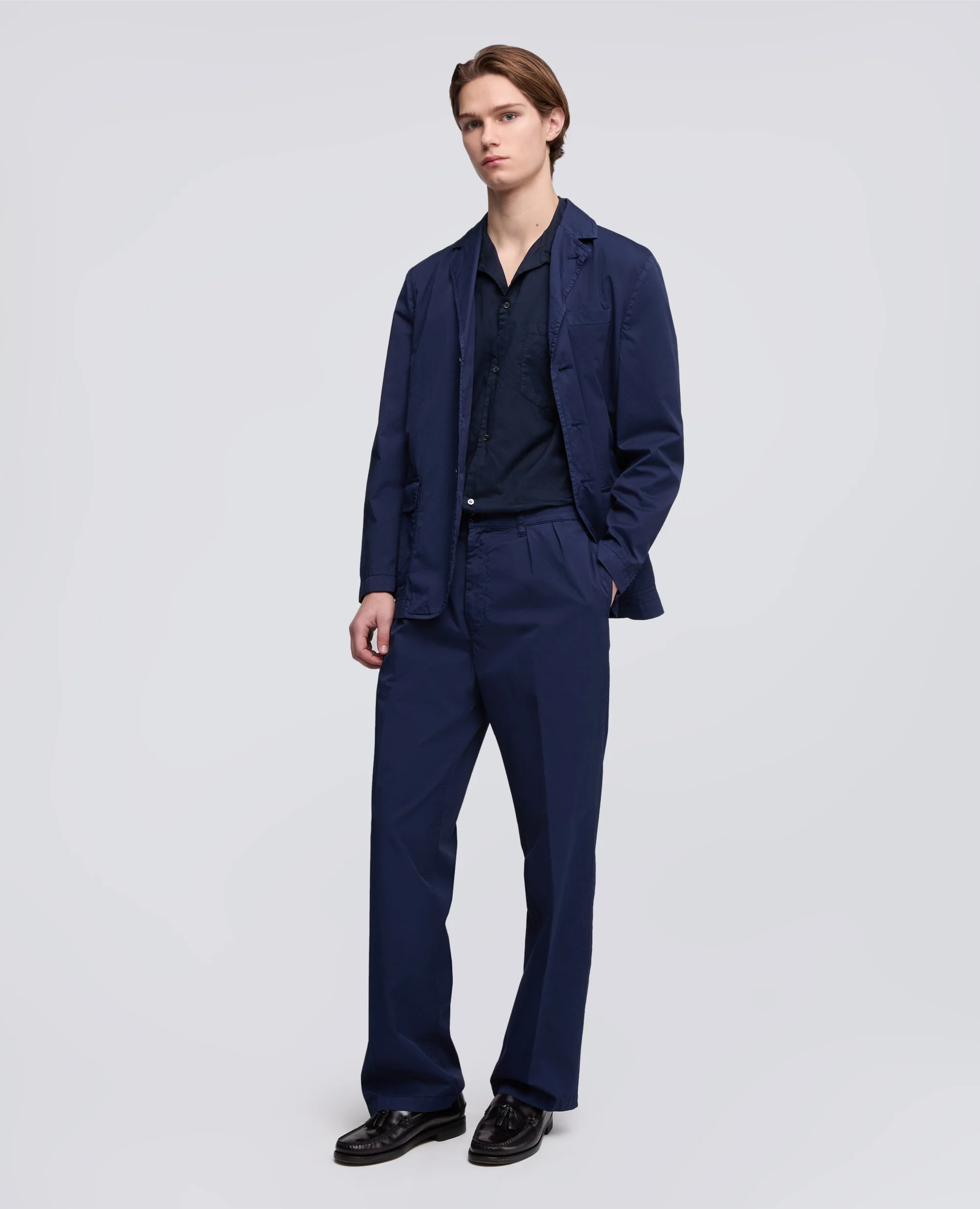 PANTALONE DOPPIA PINCE IN MICRO TWILL DI COTONE - BLUETTE - Image 2