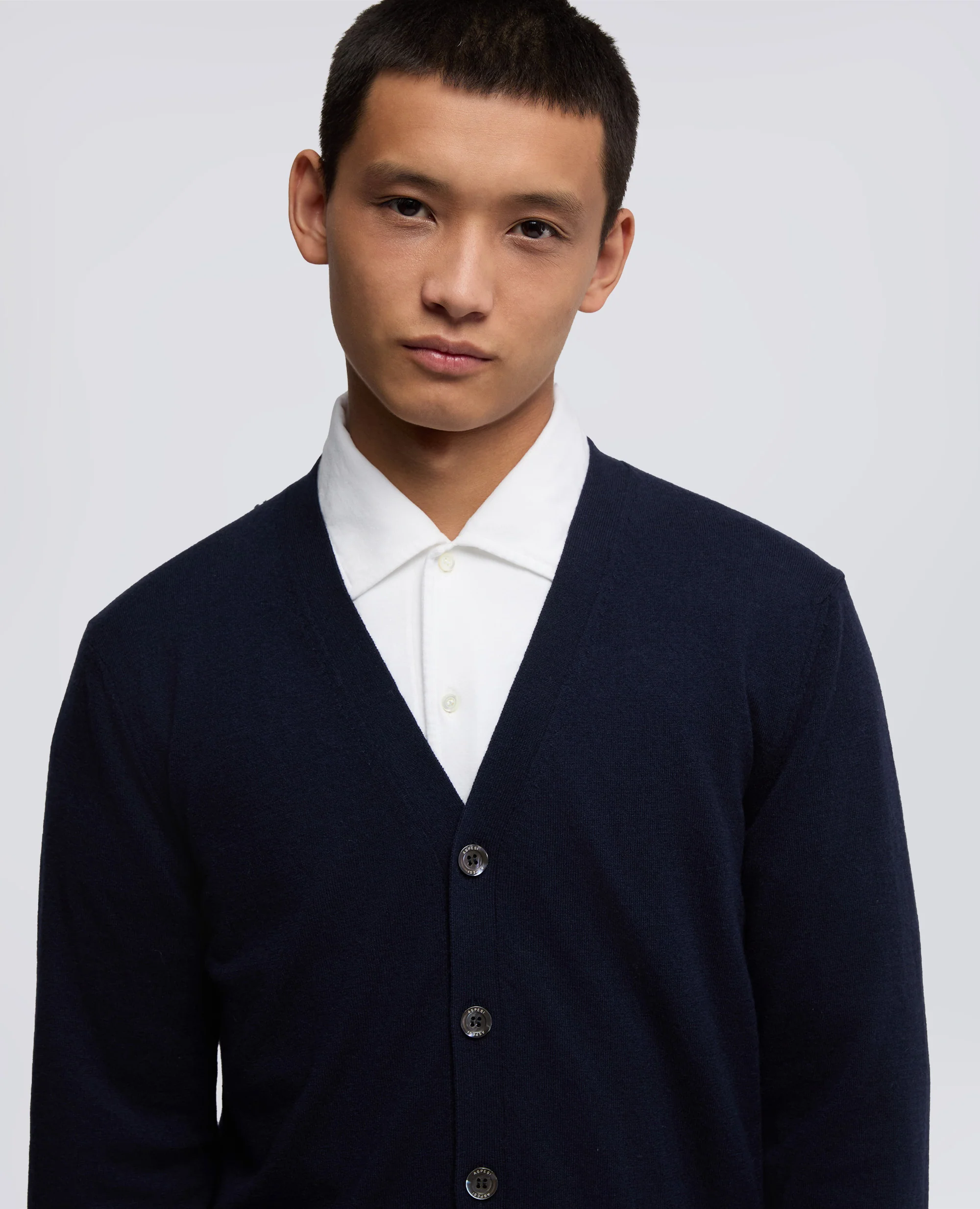 CARDIGAN IN LANA E CASHMERE - NAVY - Image 4