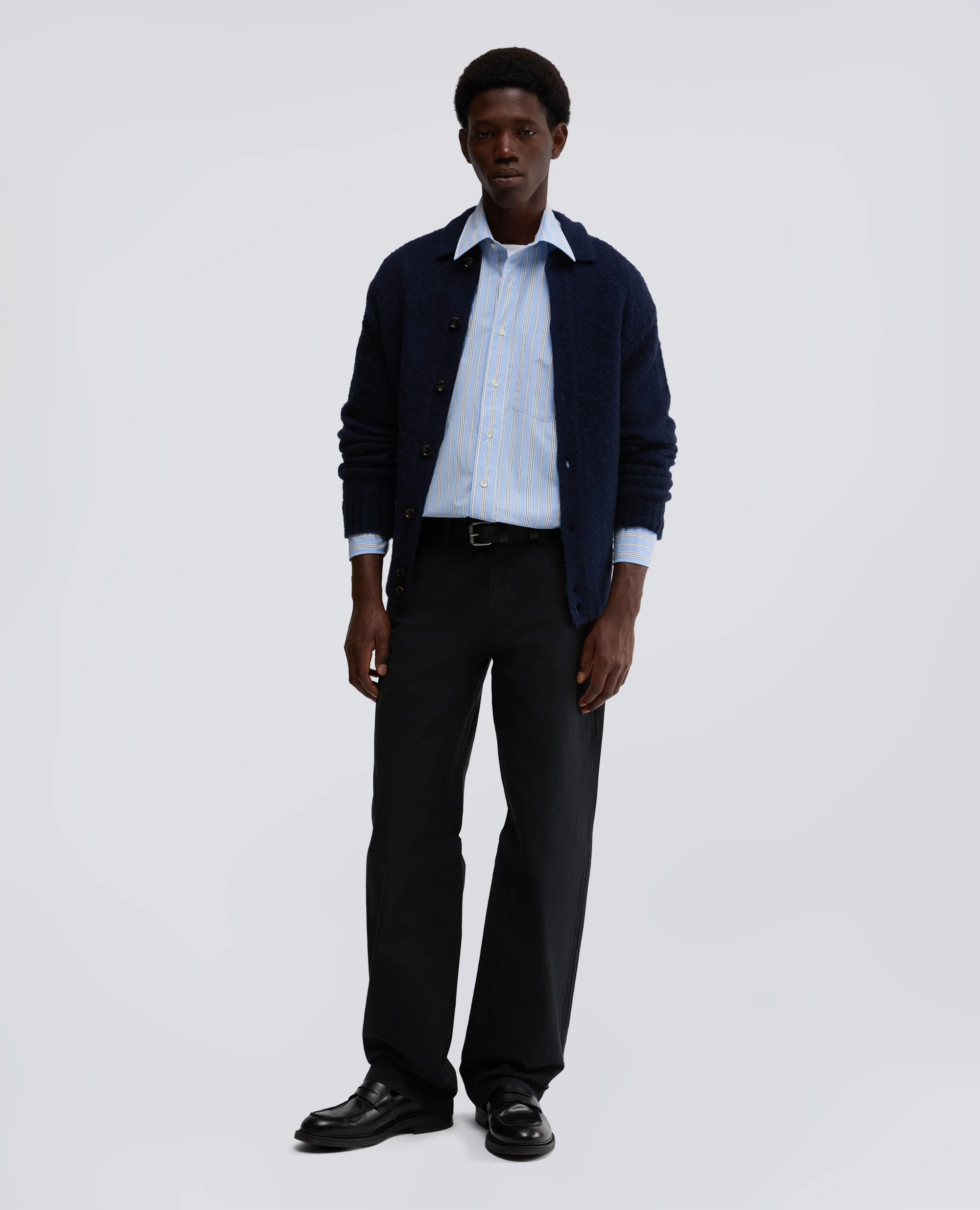 CARDIGAN A CAMICIA IN LANA SHETLAND - NAVY - Image 2
