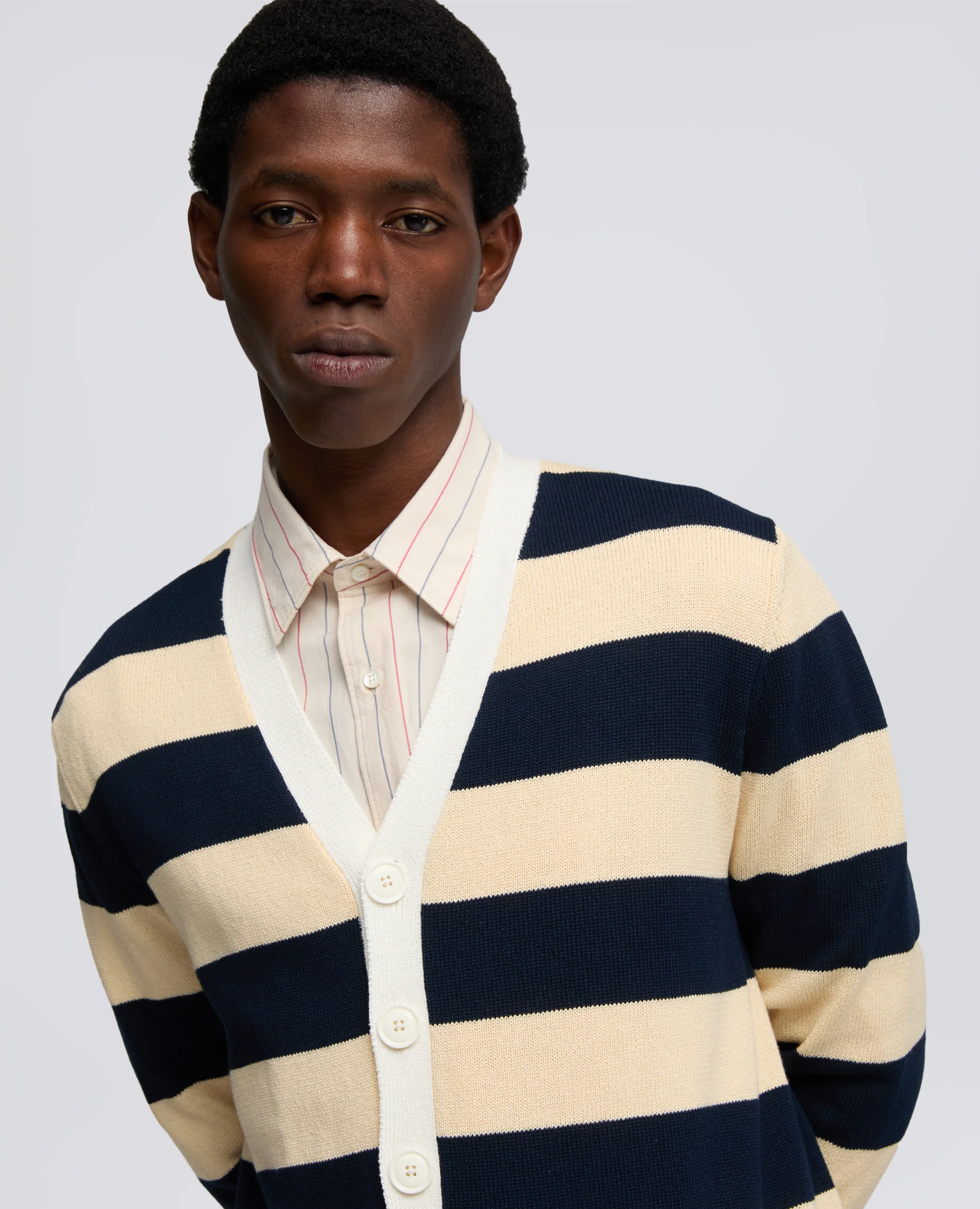 CARDIGAN IN FILATO DI COTONE - CORDA/BLU - Image 4