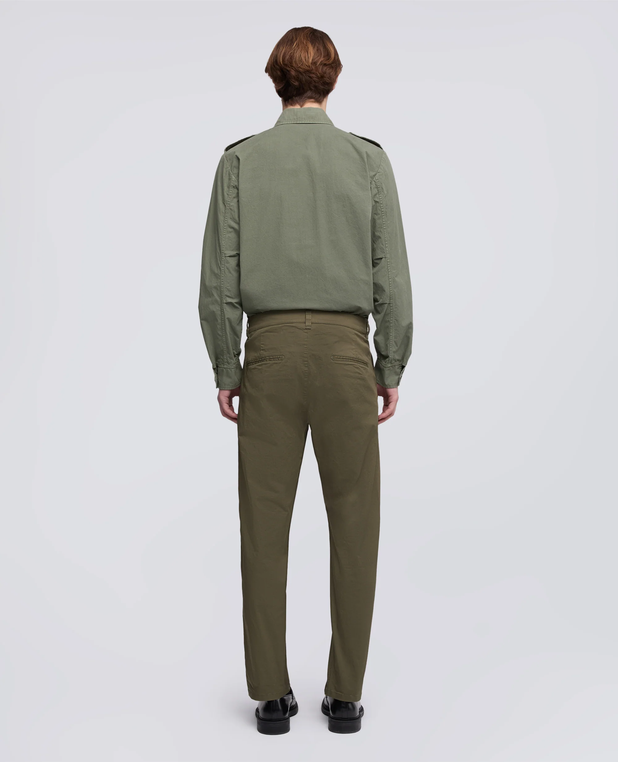 PANTALONE CHINO IN GABARDINA DI COTONE E LINO - MILITARE - Image 3