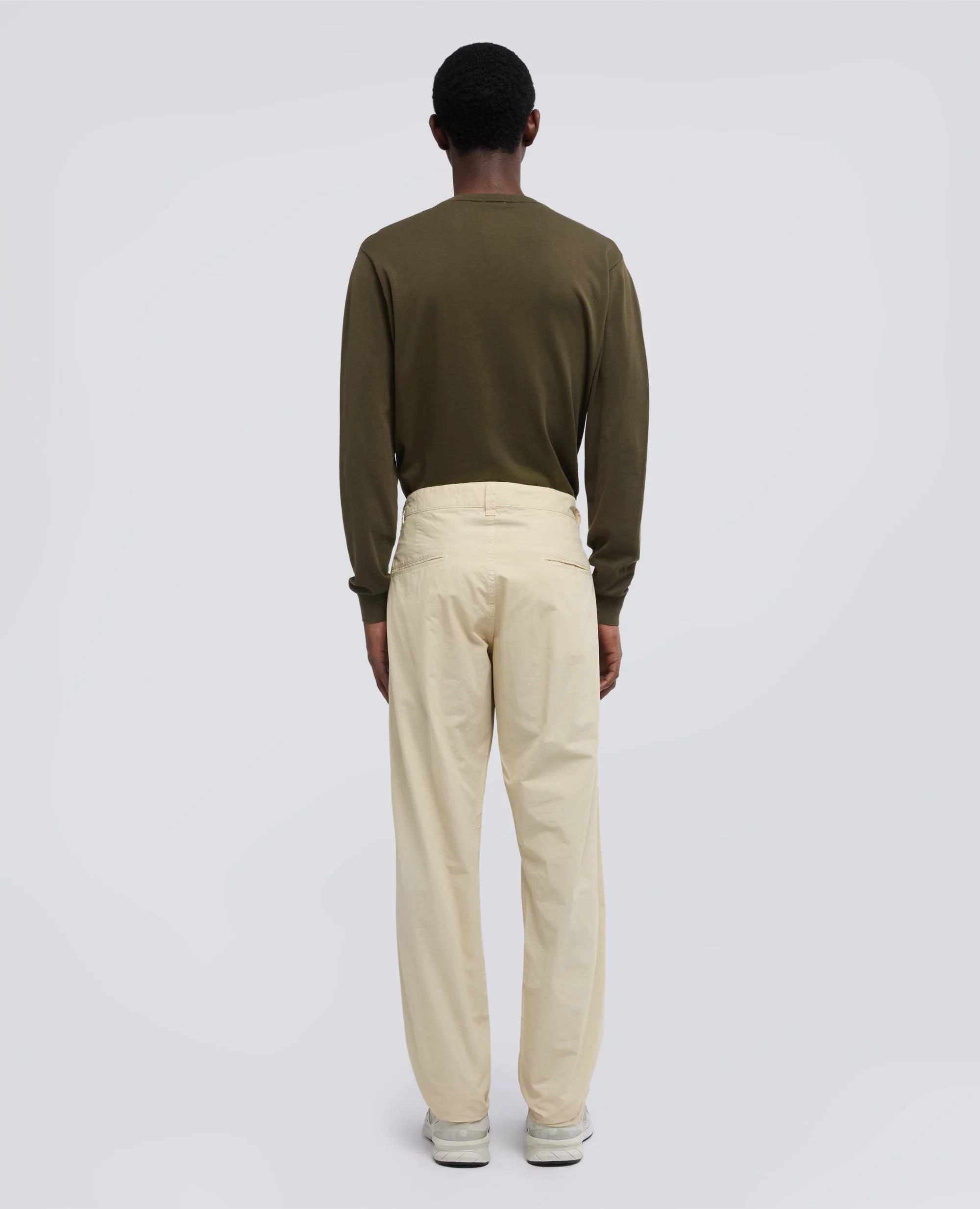 PANTALONE CHINO IN GABARDINA DI COTONE E LINO - SASSO - Image 3