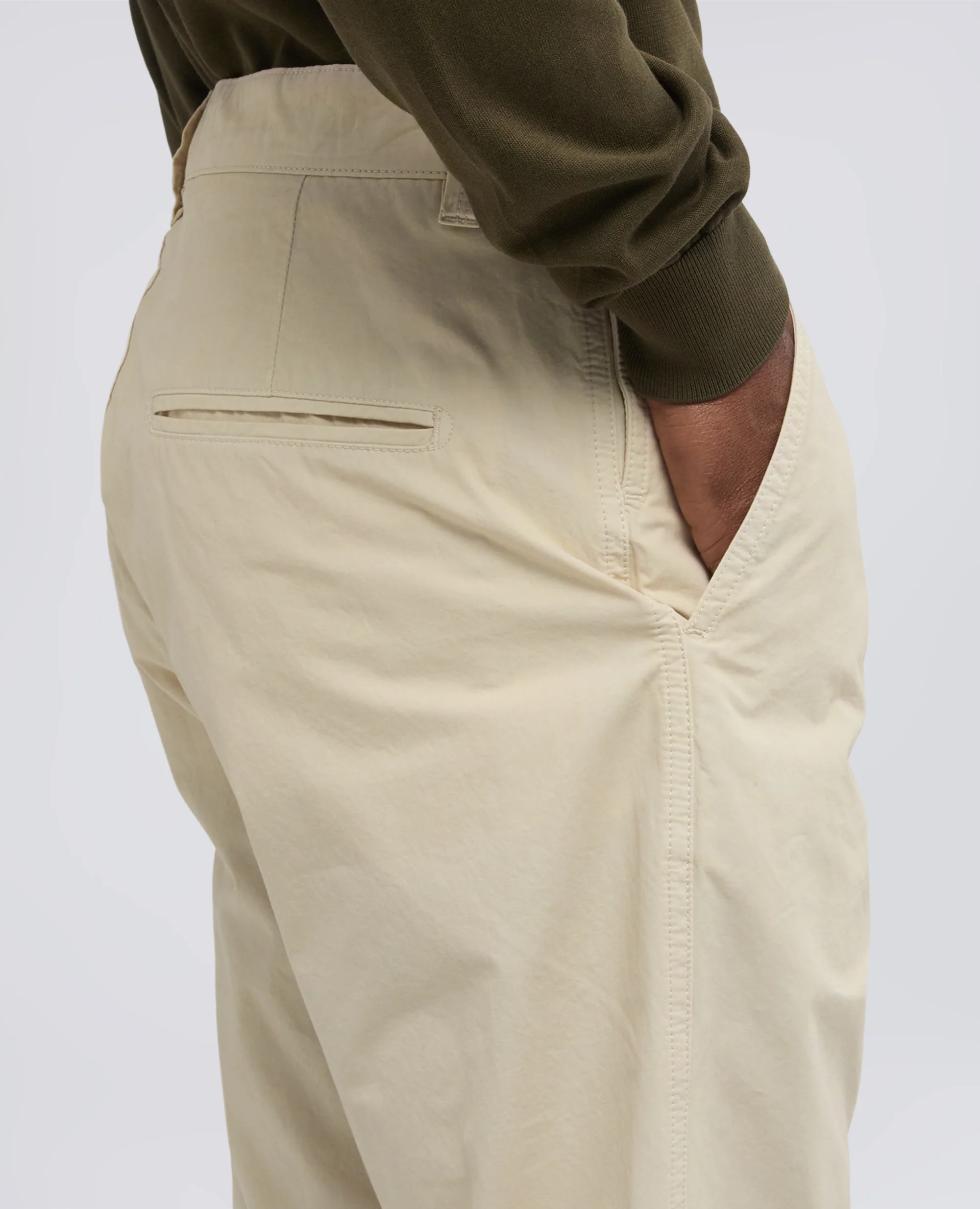 PANTALONE CHINO IN GABARDINA DI COTONE E LINO - SASSO - Image 4