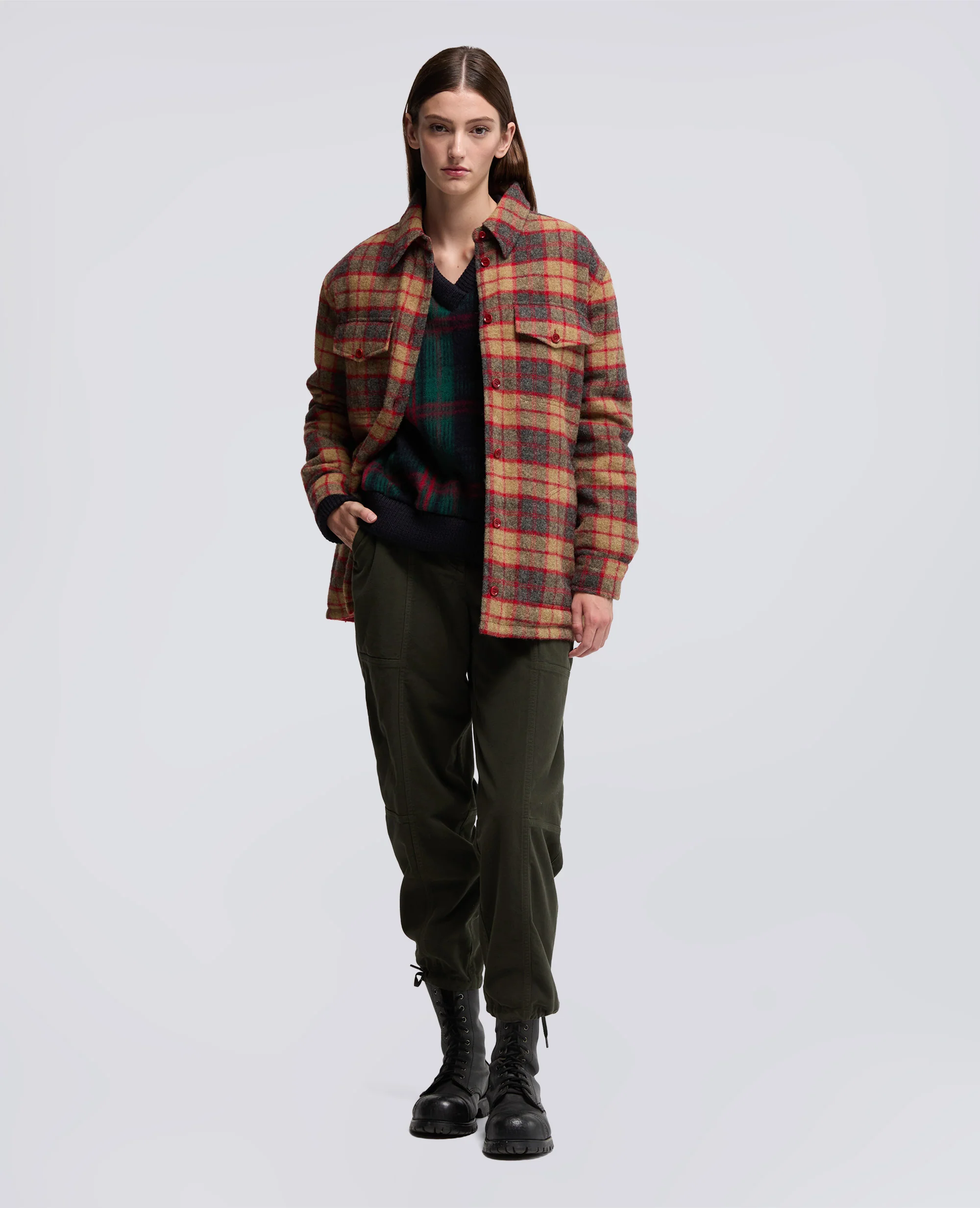 PANTALONE IN FUSTAGNO STRETCH - MILITARE - Image 2