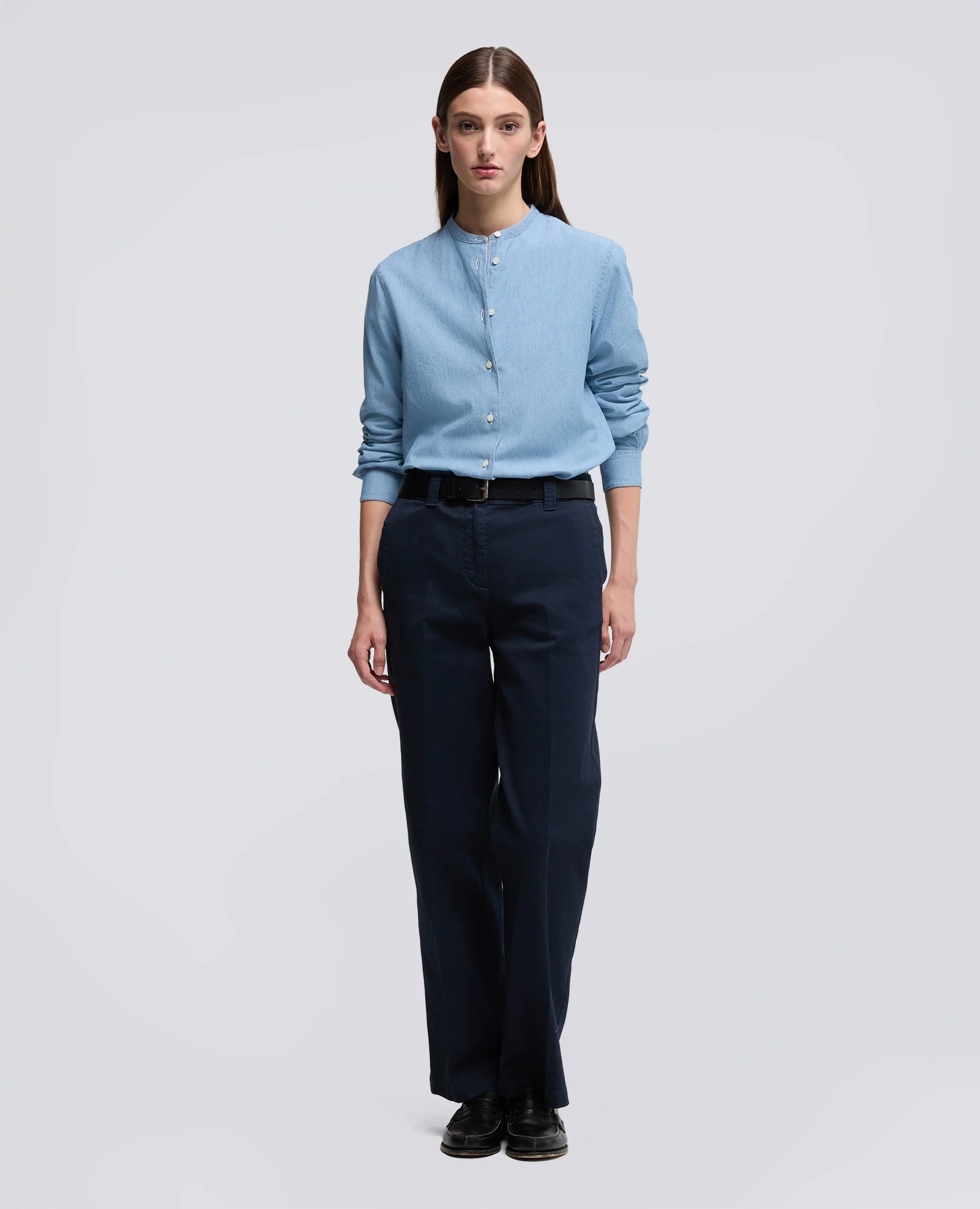 PANTALONE IN GABARDINA DI COTONE - NAVY - Image 2