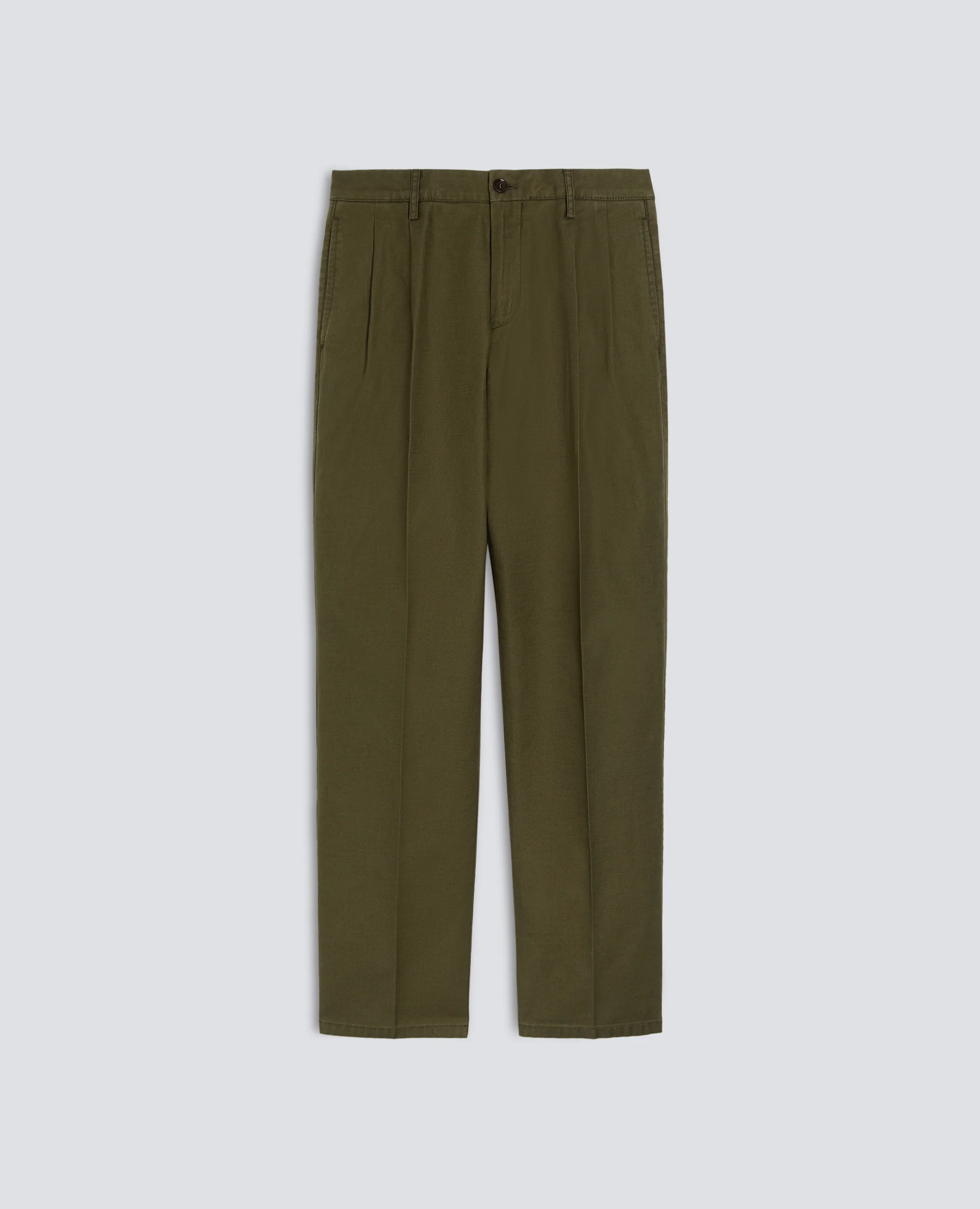 PANTALONE IN GABARDINA DI COTONE CON PINCES - MILITARE