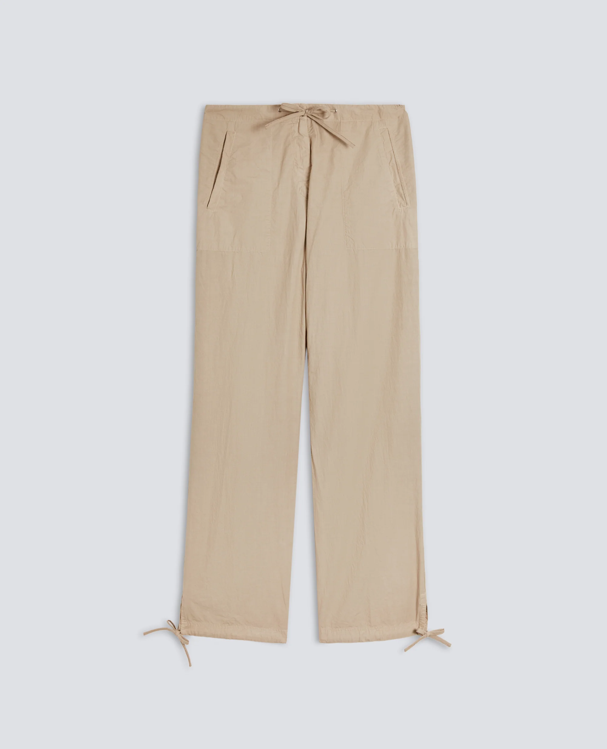 PANTALONE IN POPELINE COTONE TINTO CAPO - BEIGE