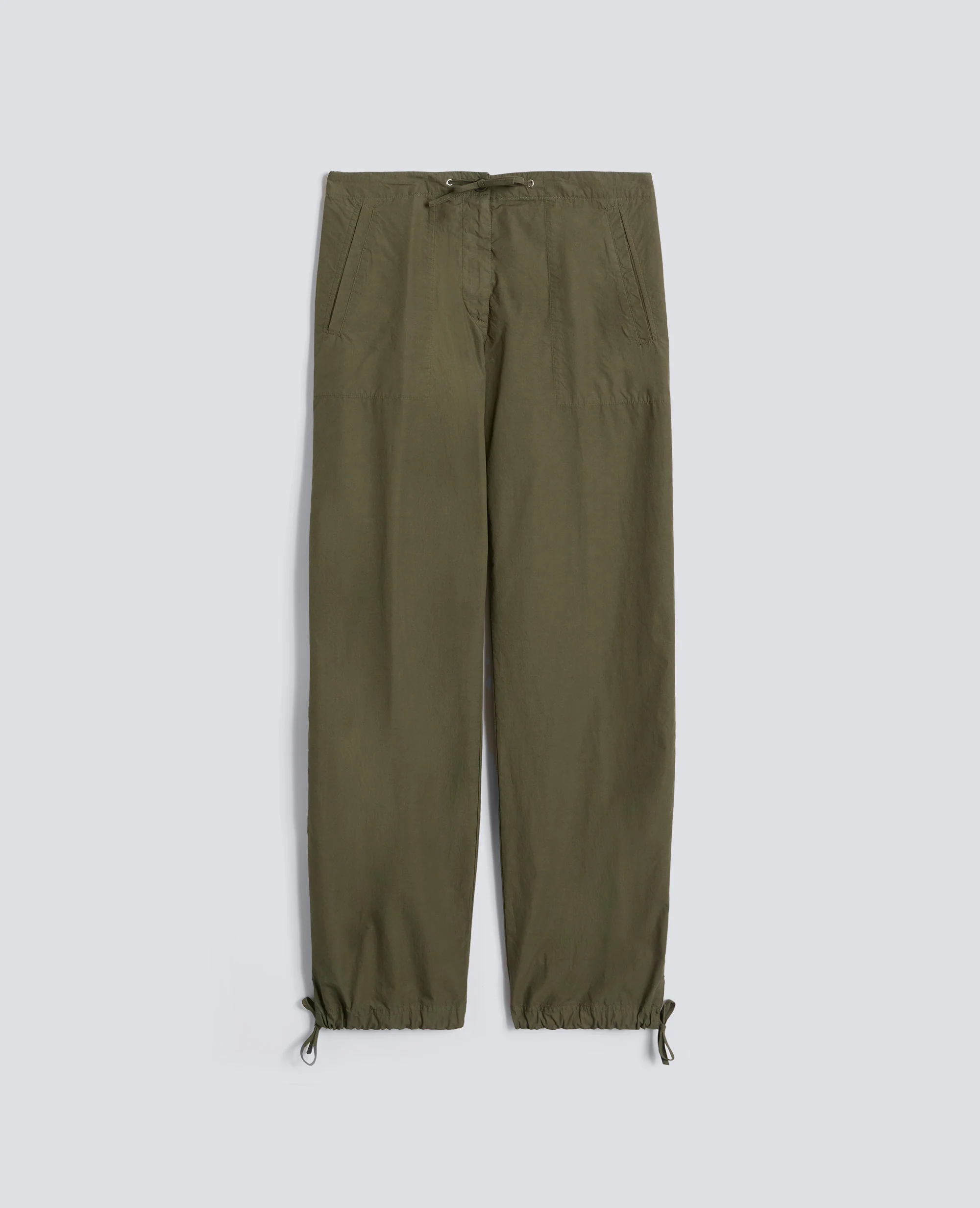 PANTALONE IN POPELINE COTONE TINTO CAPO - MILITARE