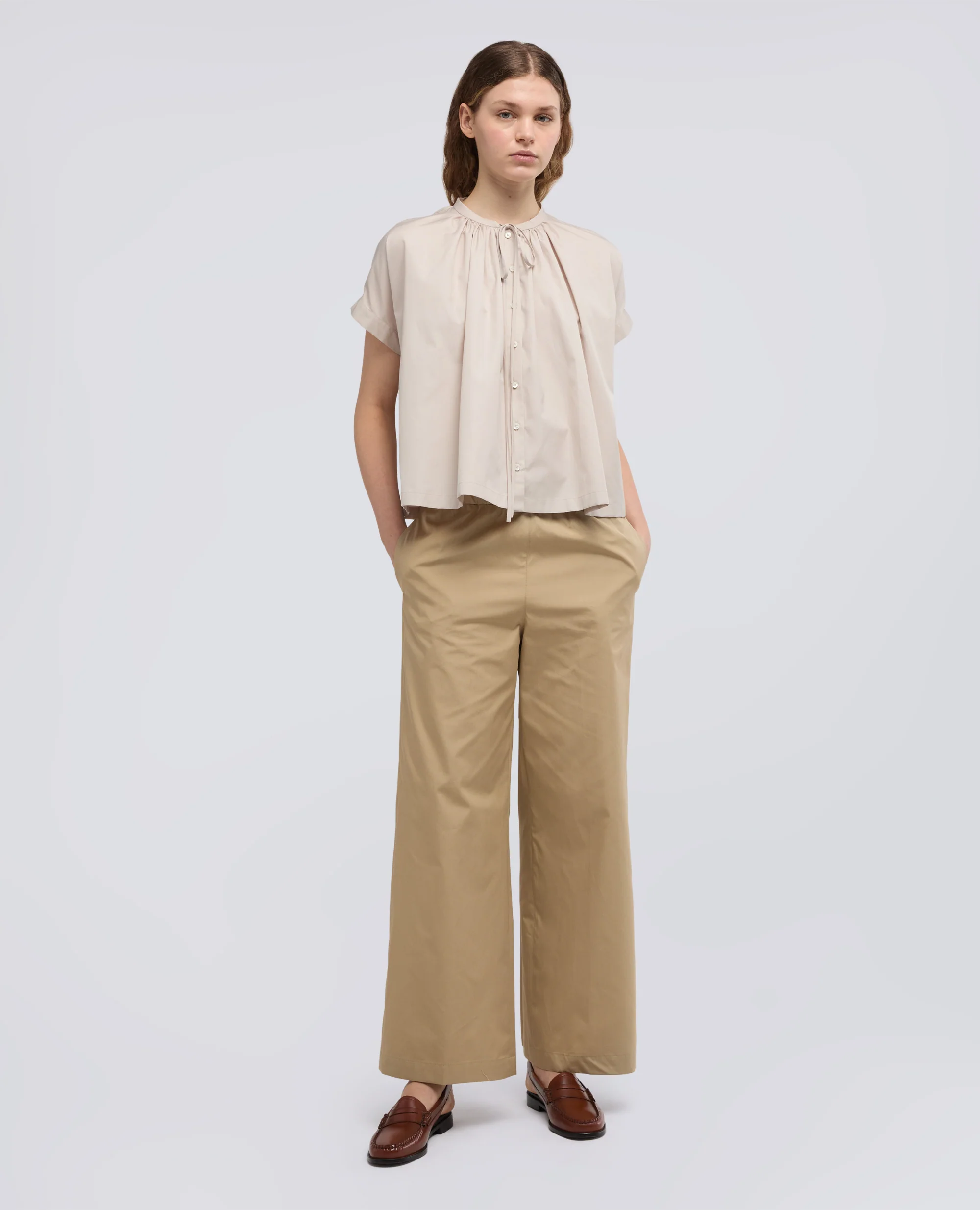 PANTALONE IN POPELINE DI COTONE - COLONIALE - Image 2
