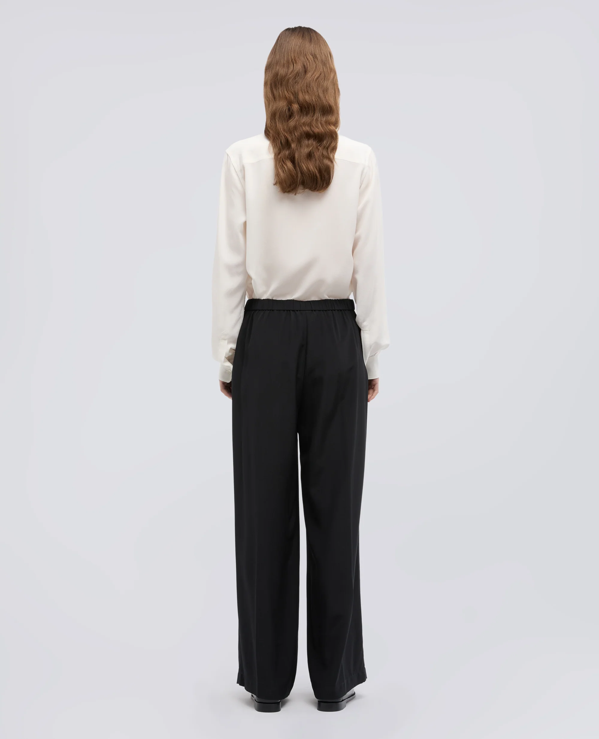 PANTALONE IN CREPE DE CHINE SETA - NERO - Image 3