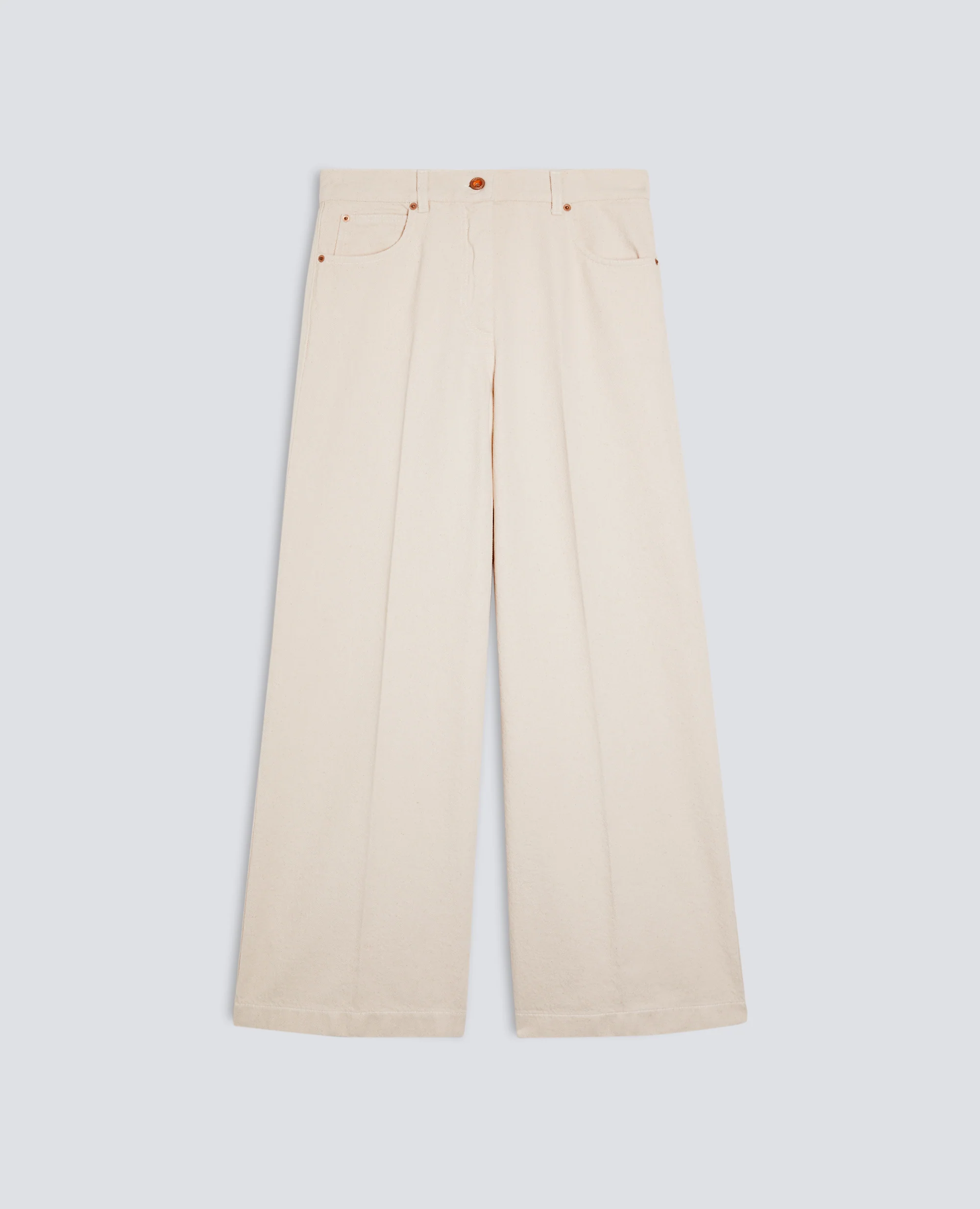 PANTALONE WIDE LEG IN DENIM - BURRO