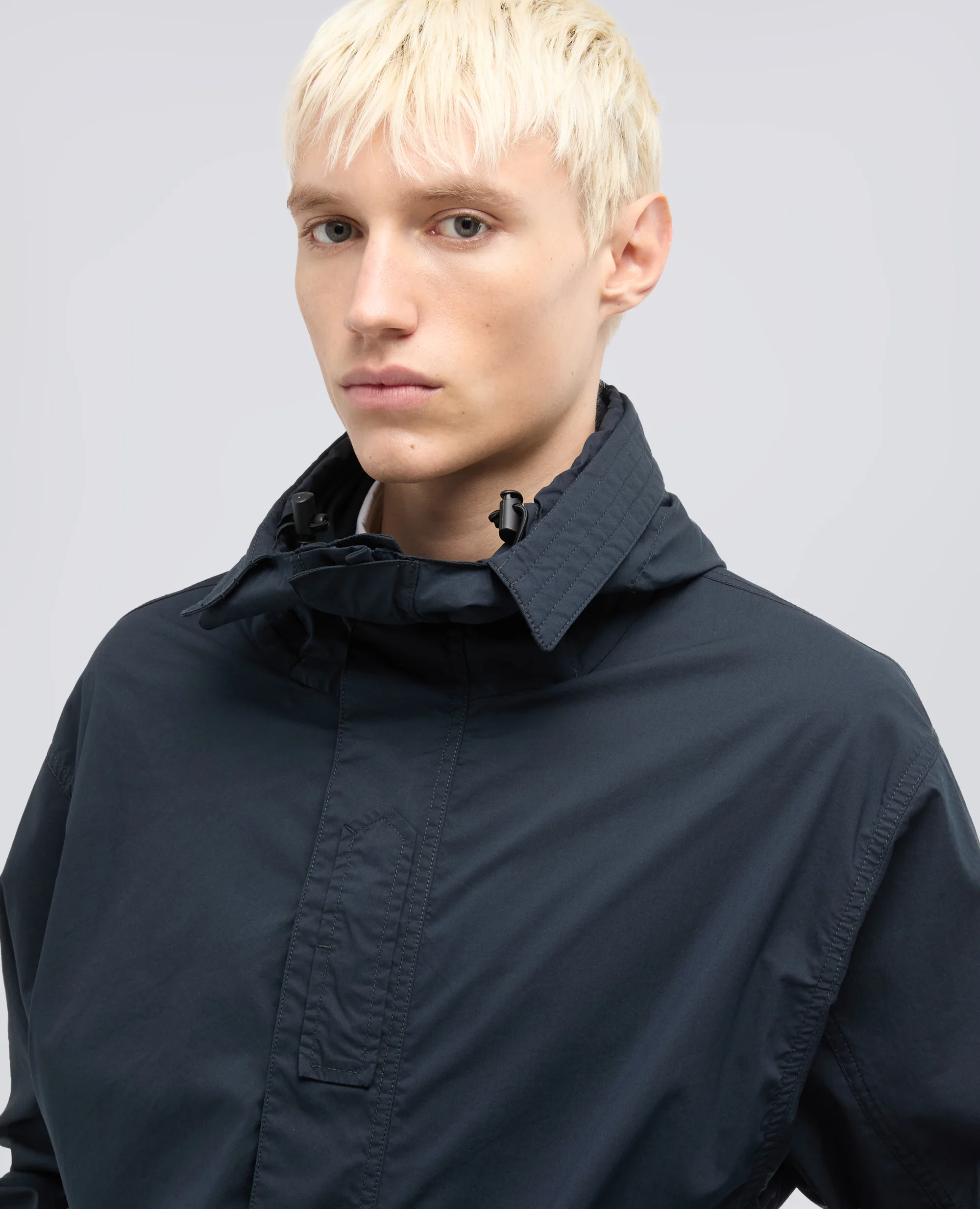 PARKA IN POPELINE DI COTONE E NYLON COMFORT - NAVY - Image 4