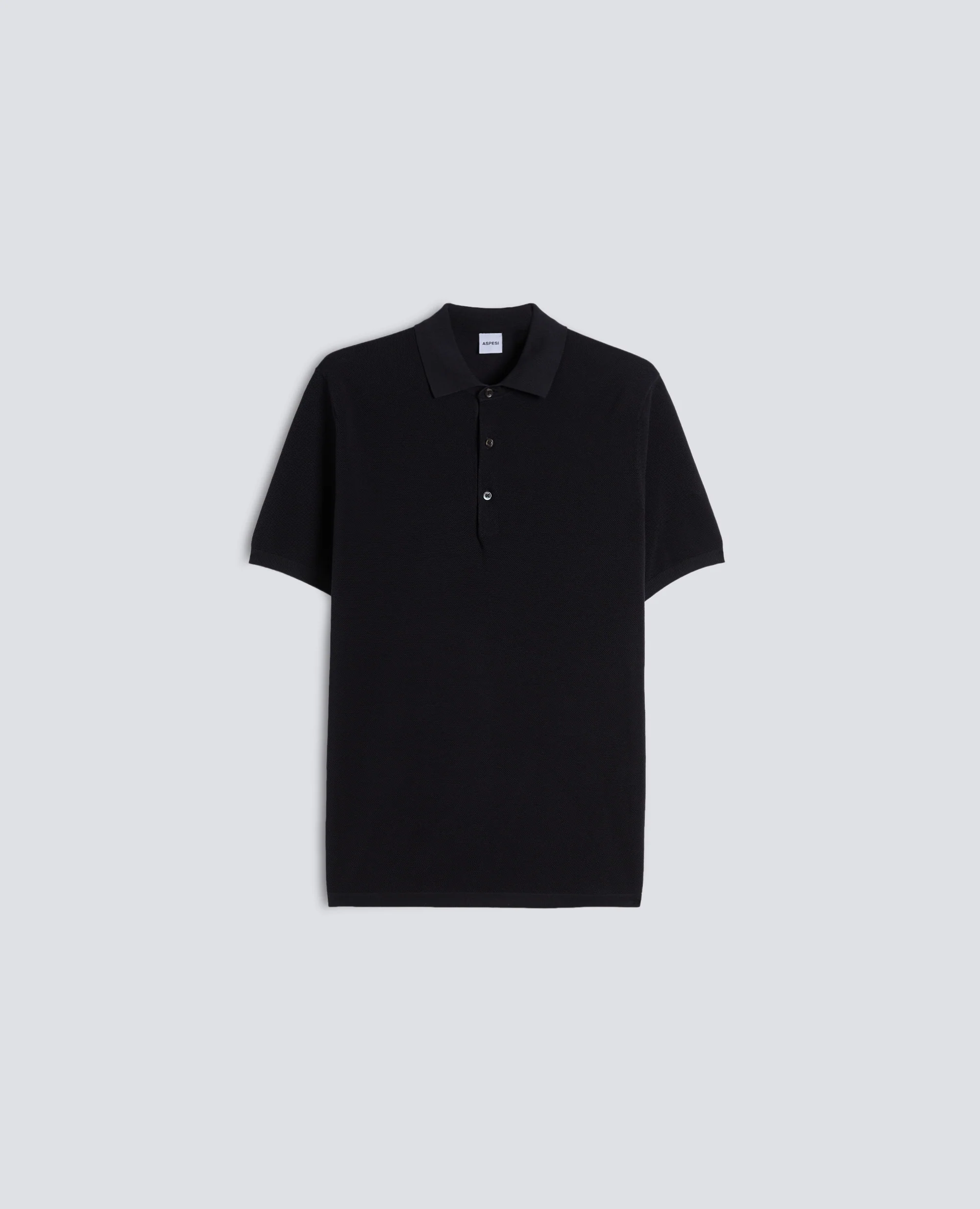 POLO A MANICHE CORTE IN COTONE PUNTO PIQUET TINTO CAPO - NAVY