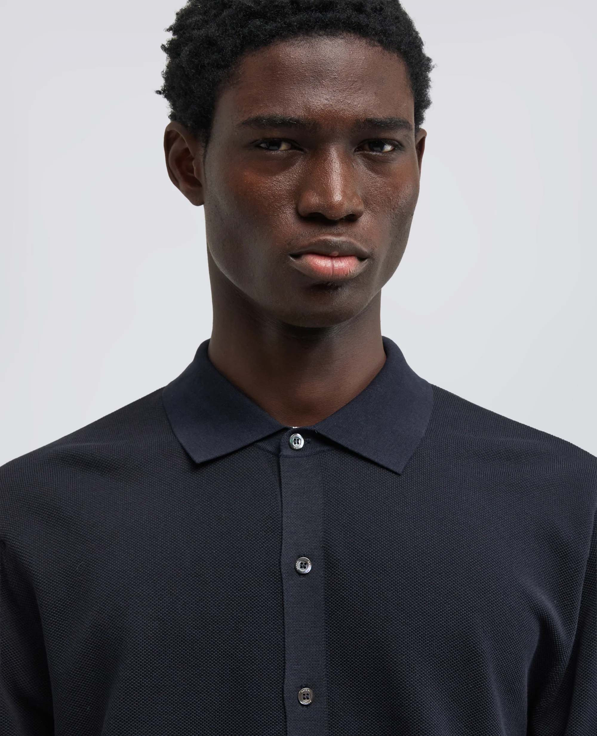 CAMICIA IN COTONE PUNTO PIQUET TINTO CAPO - NAVY - Image 4
