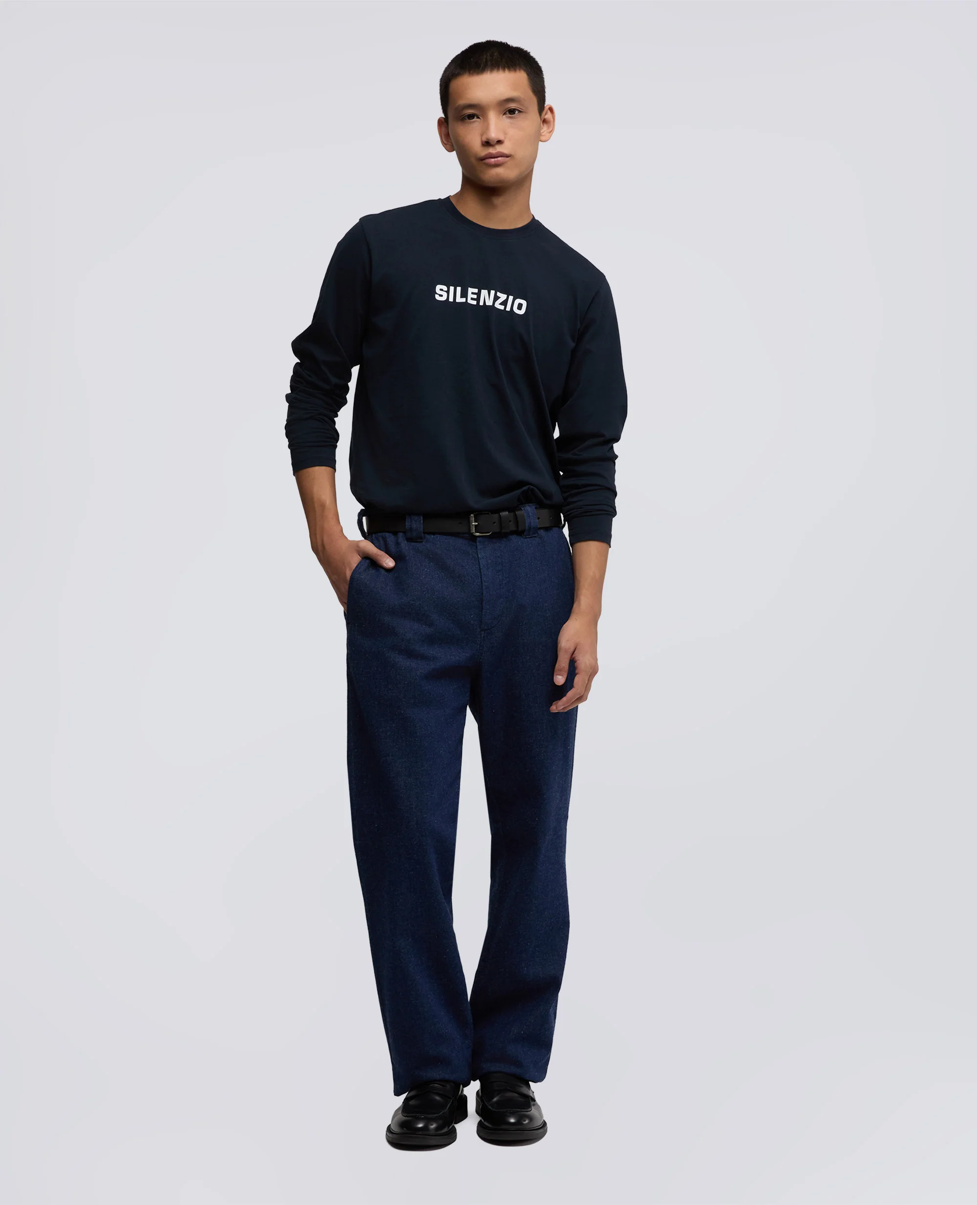 T-SHIRT A MANICHE LUNGHE SILENZIO - NAVY - Image 2