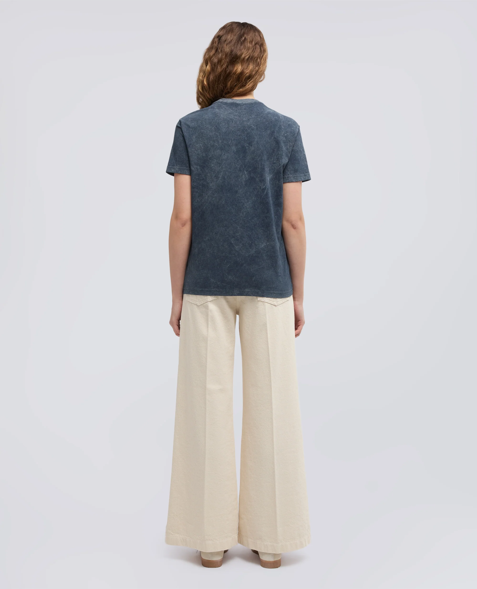 T-SHIRT IN JERSEY DI COTONE CON STAMPA "SILENZIO" - NAVY SHADY - Image 3
