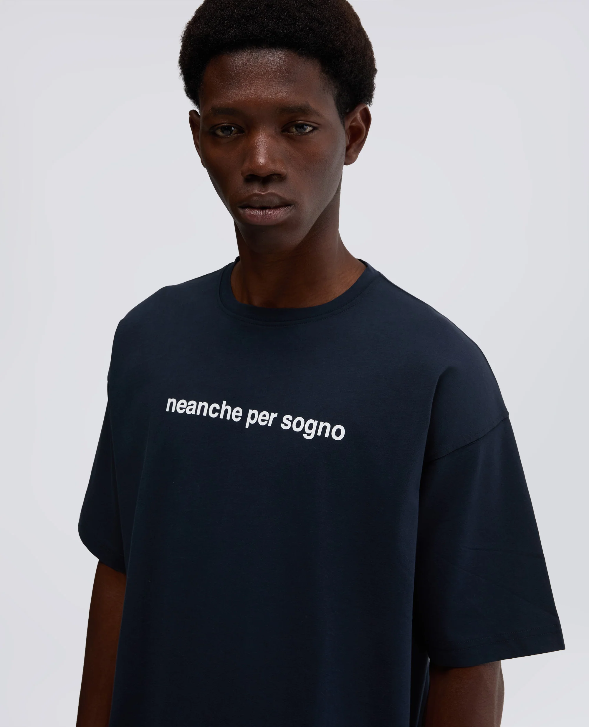 TSHIRT GIROCOLLO IN JERSEY DI COTONE - NAVY - Image 4