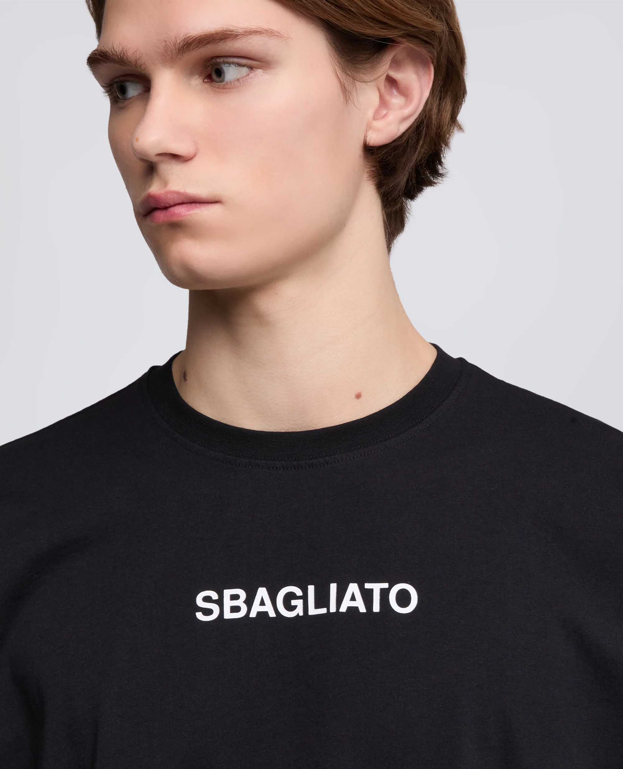 T-SHIRT IN JERSEY DI COTONE CON STAMPA "SBAGLIATO" - NERO - Image 4
